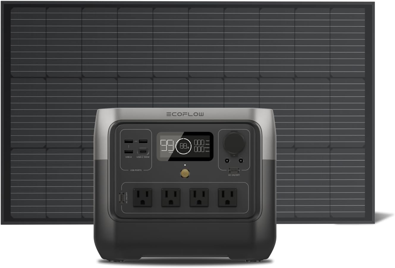 EF ECOFLOW Solar Generator RIVER 2 Pro 768Wh LiFePO4 Battery with 100W Solar Pan...