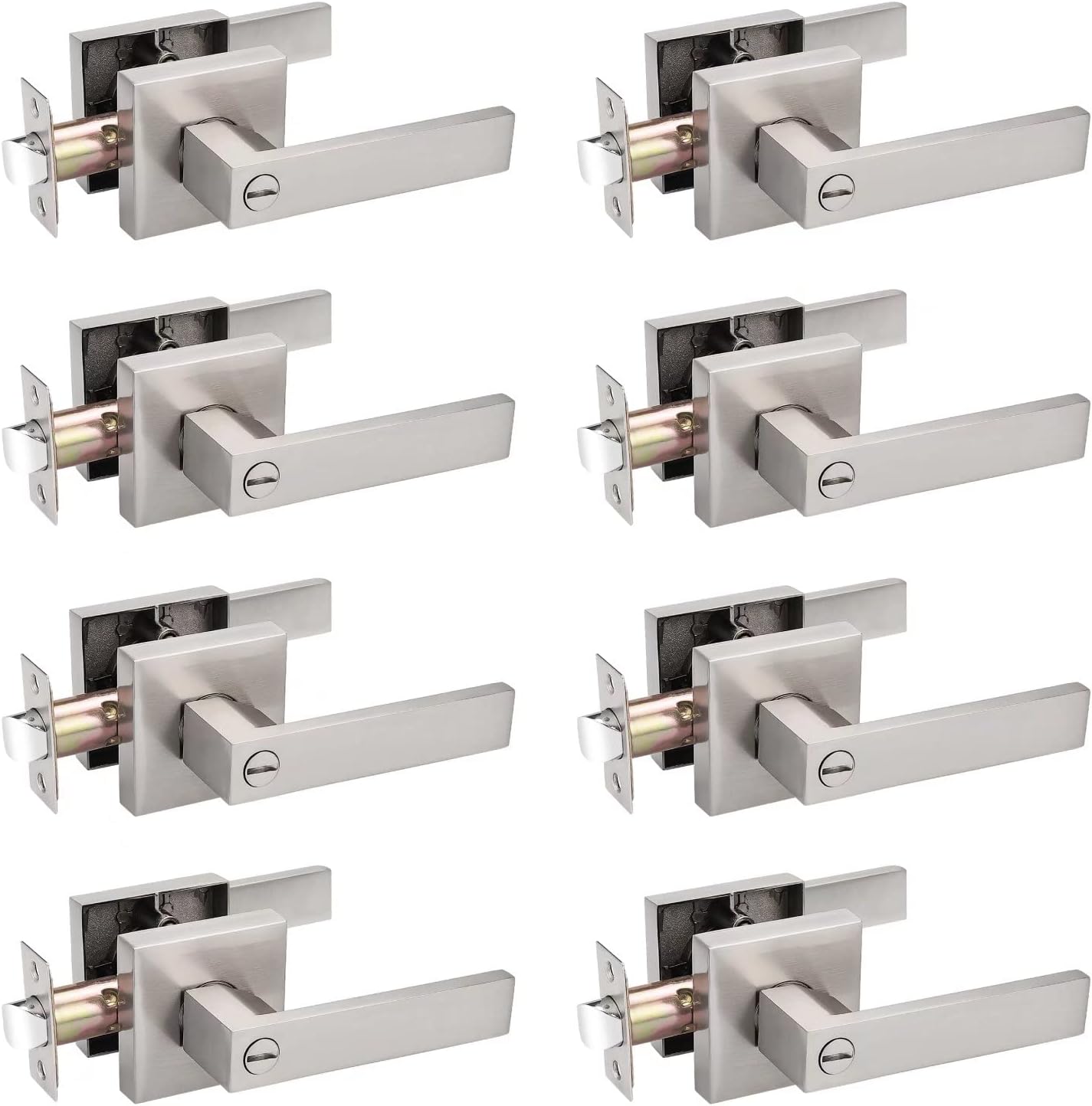 Probrico Square Privacy Door Levers, Special 8 Pack Door Lock Hardware Handle, I...