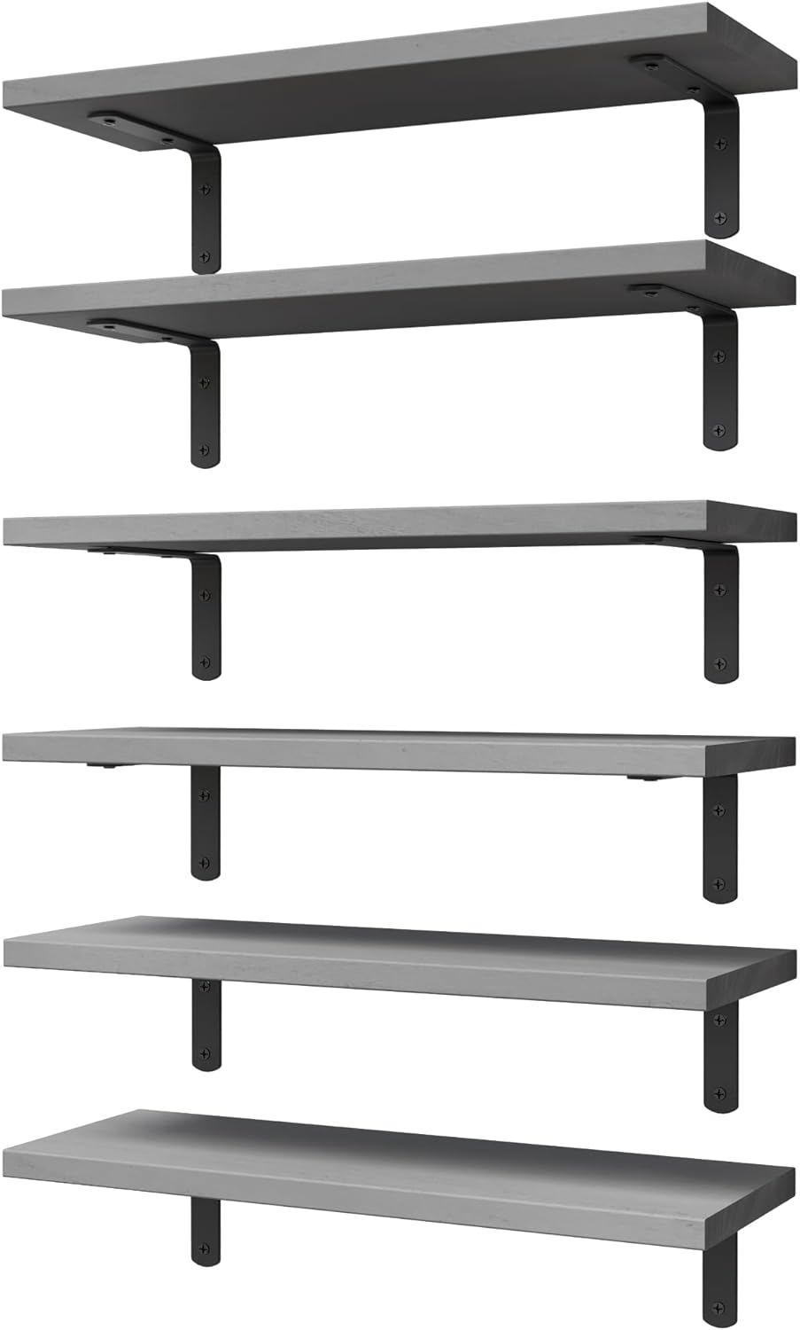 WOPITUES Floating Shelves Set of 6, Rustic Farmhouse Wood Shelves for Wall Decor...
