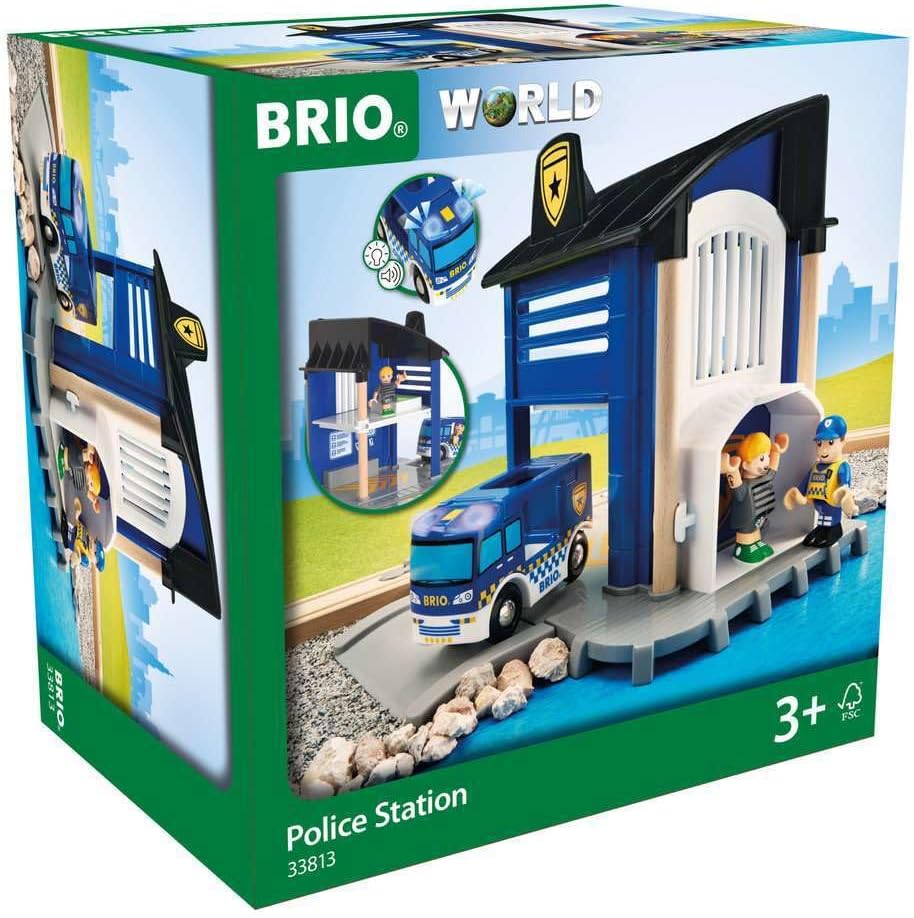 BRIO World Police Station for Kids Age 3 Years Up - Wooden Railway Train Accesso...