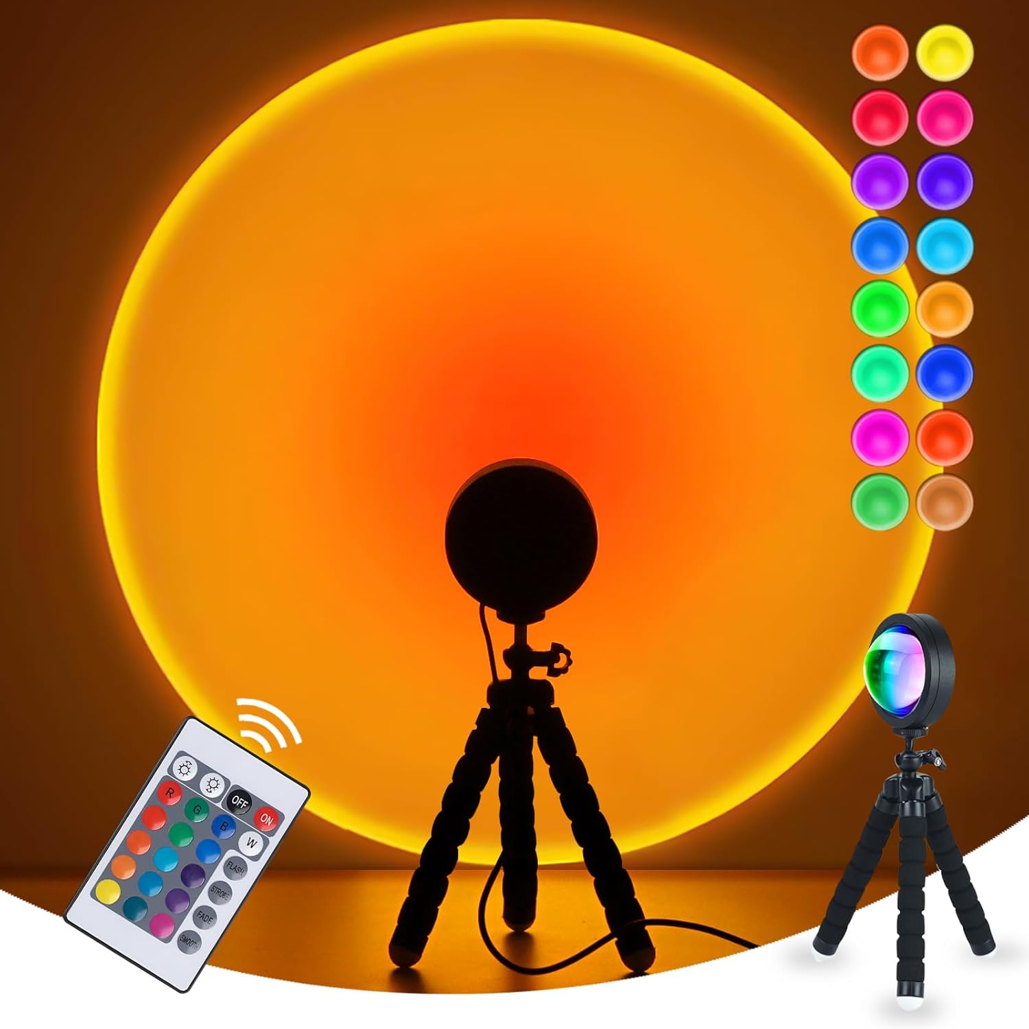 Balkwan Sunset Lamp Projection Rotation Rainbow Projection Lamp Led Romantic Vis...