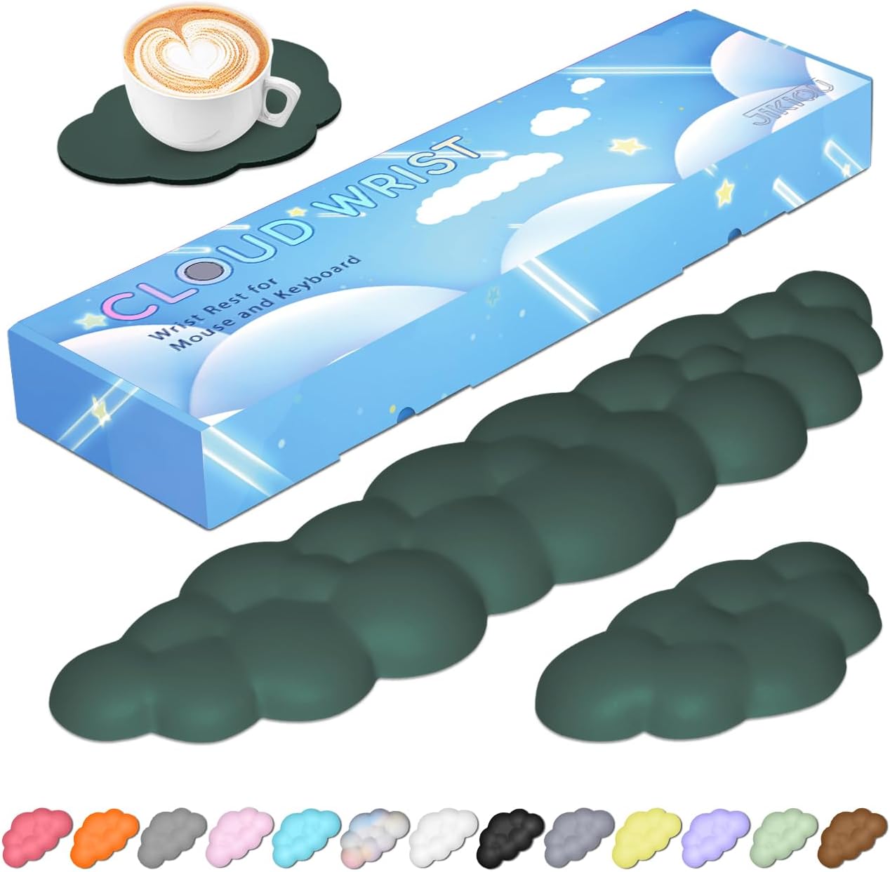 JIKIOU Upgrade Leather Cloud Keyboard Wrist Rest, Cloud Wrist Rest with Non-Slip...