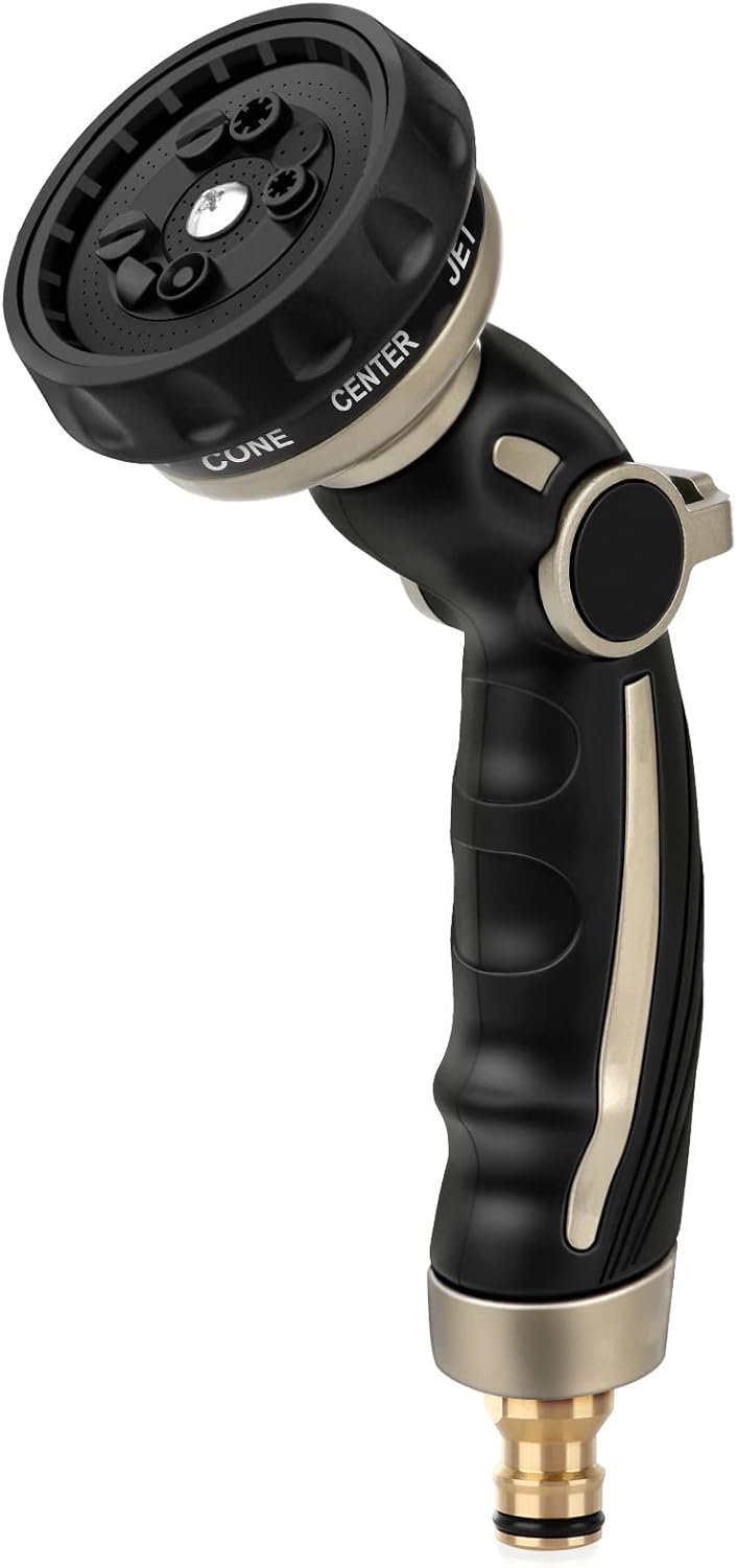 RESTMO Garden Hose Pipe Spray Gun, Metal Jet Nozzle Sprayer Heavy Duty with 9 Pa...