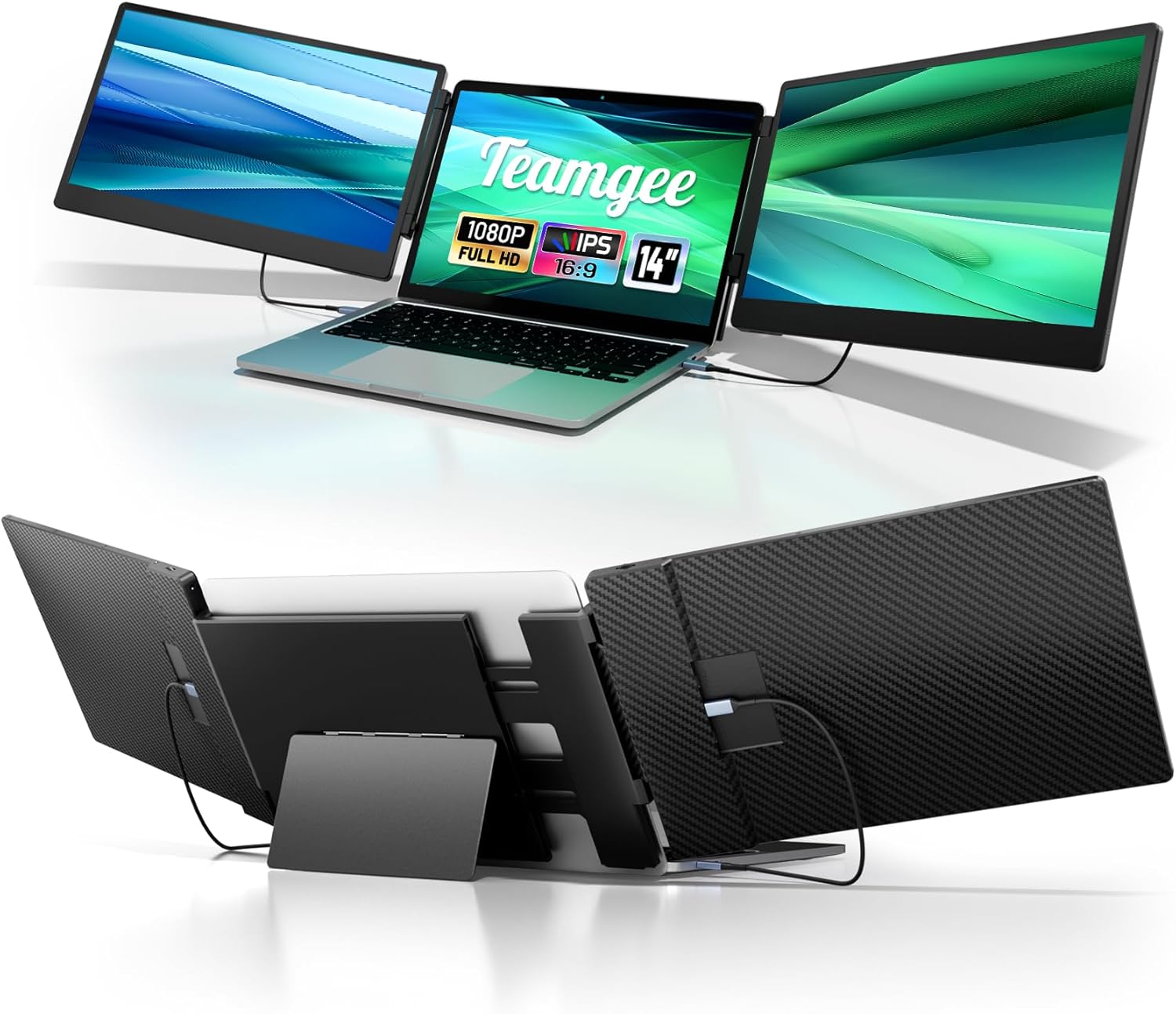 Teamgee 14.2" Portable Monitor, FHD IPS Laptop Screen Extender with 90° Foldable...