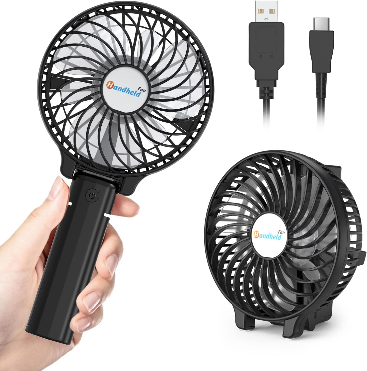 Jonwall USB Handheld Fan, Portable Mini Hand Held Fan Rechargeable Desk Fan Fold...