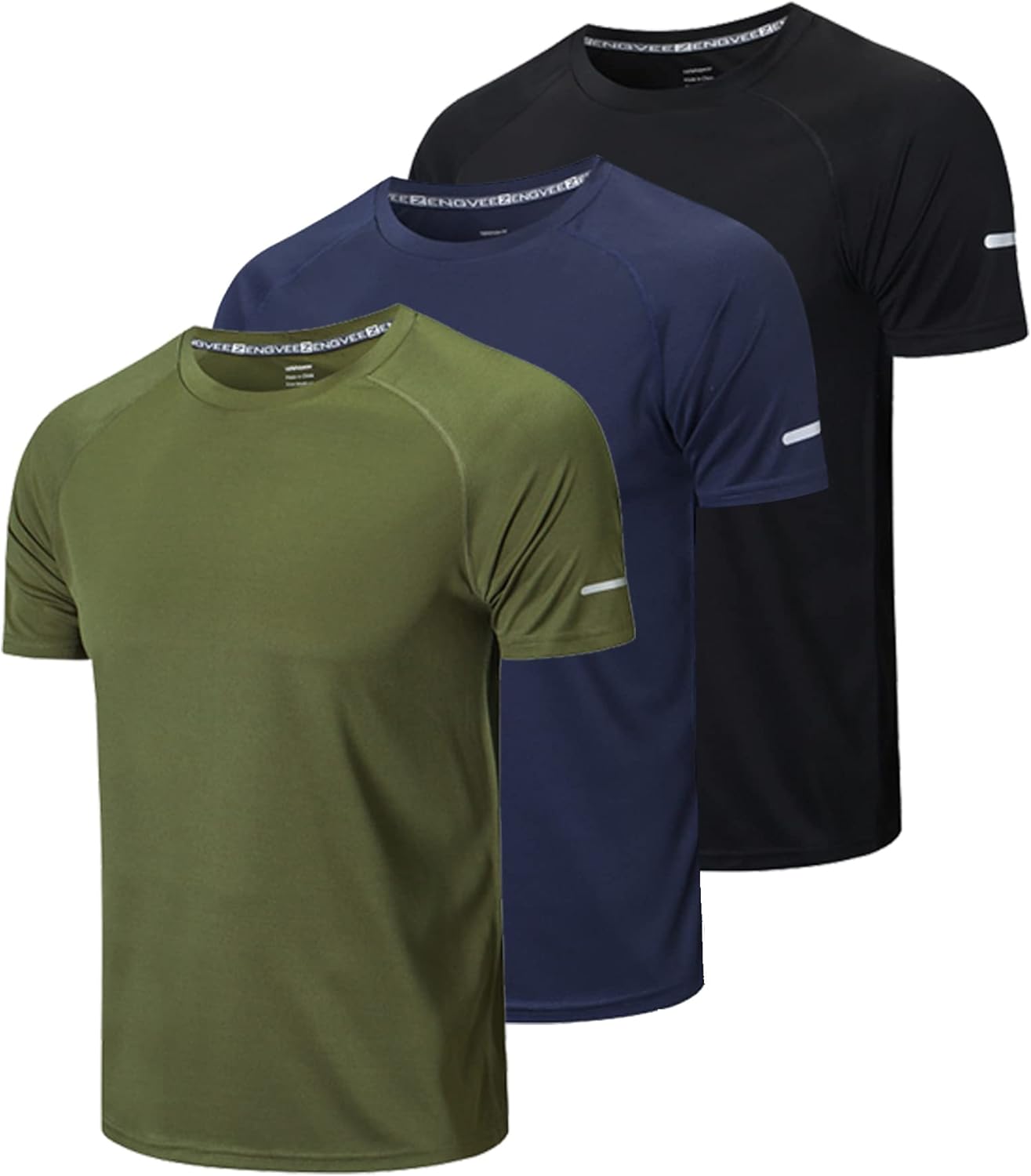 frueo Men's 3 Pack Workout Shirts Dry Fit Moisture Wicking Short Sleeve Mesh Ath...