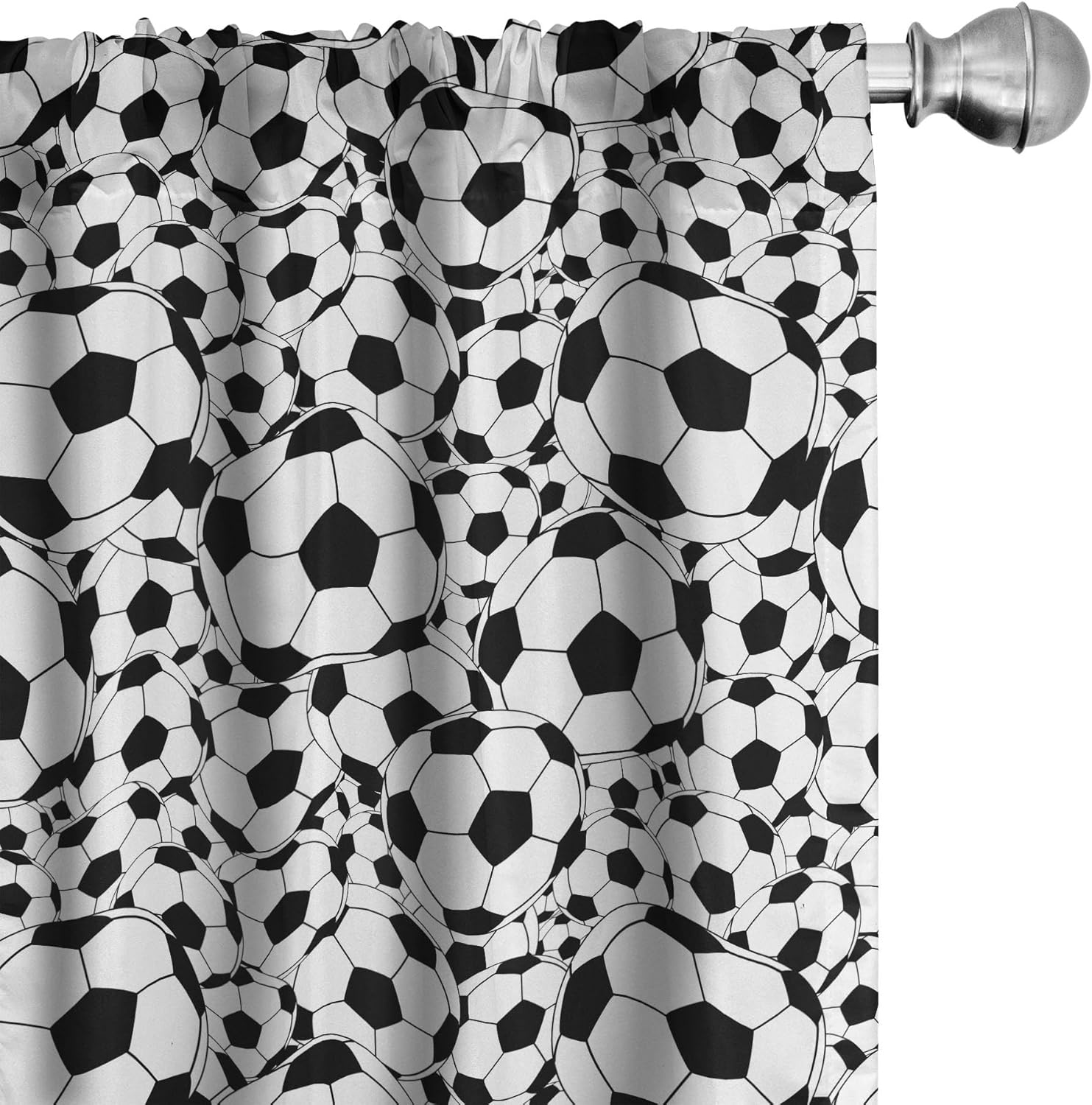 Ambesonne Soccer Curtains, Monochrome Design Pattern of Classical Football Balls...