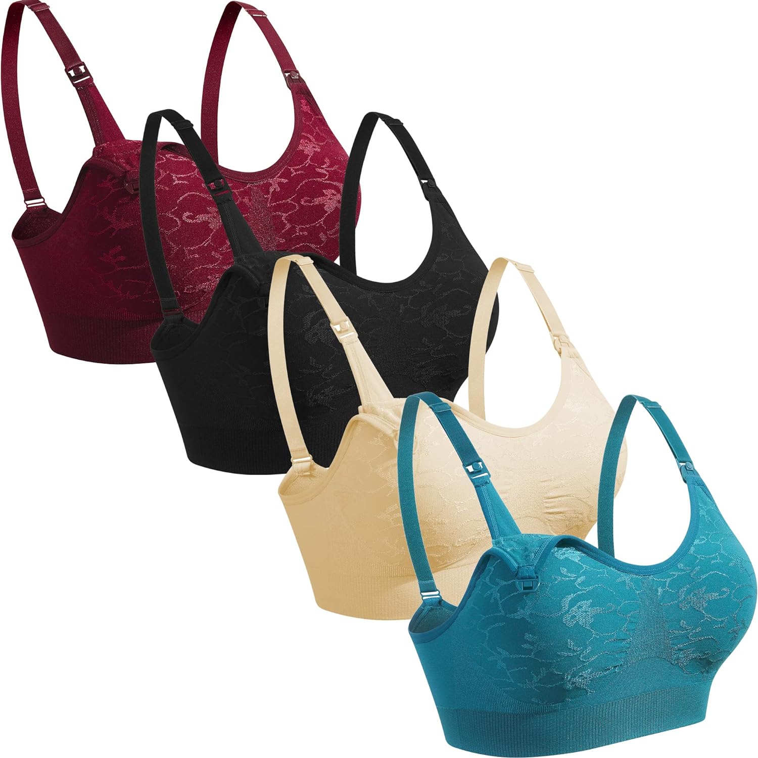 GXXGE 4Pack Nursing Bra for Breastfeeding Maternity Bras Push Up Silk Seamless P...