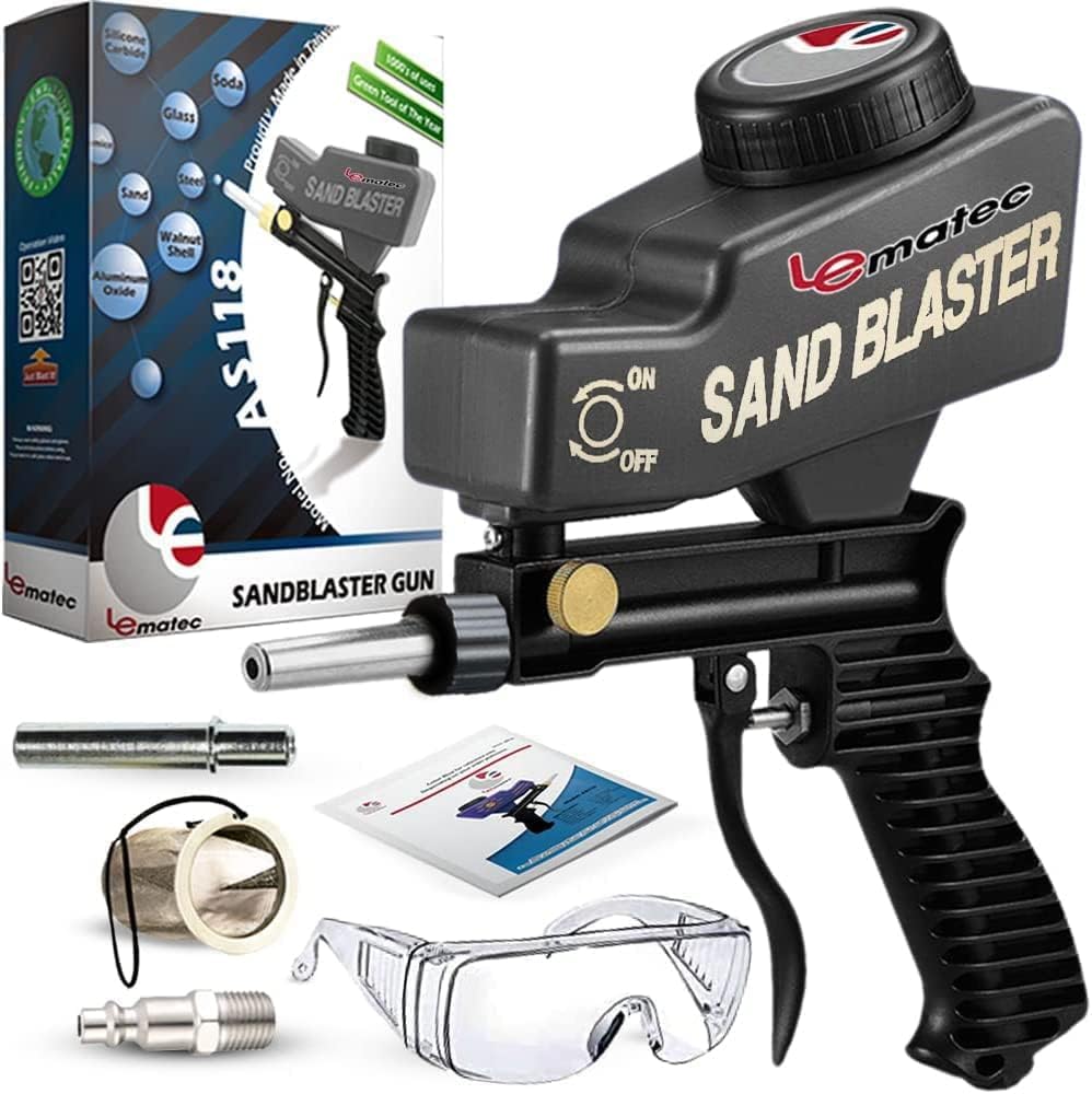 LE LEMATEC Sand Blaster Gun Kit for Air Compressor, Paint/Rust Remover for Metal...