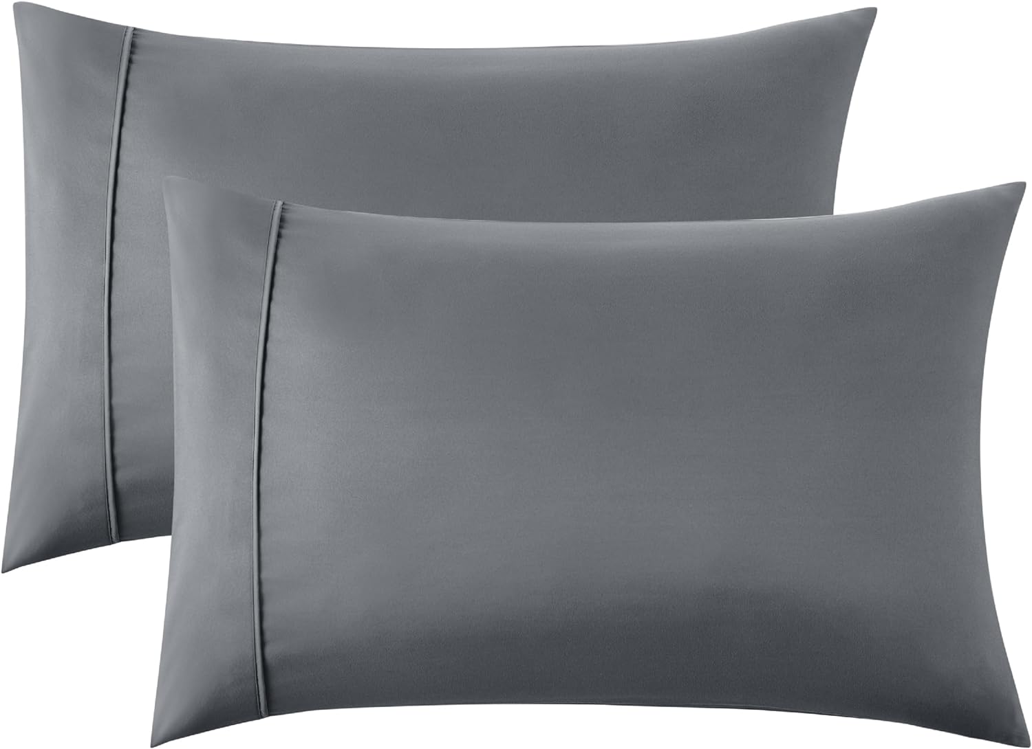Bedsure King Size Pillow Cases Set of 2 - Dark Grey Polyester Microfiber Pillowc...