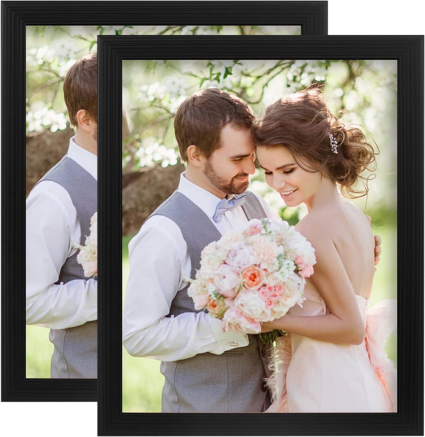 PECULA 2 Pack 8x10 Black Picture Frame for Wall and Tabletop Display, Photo Pict...