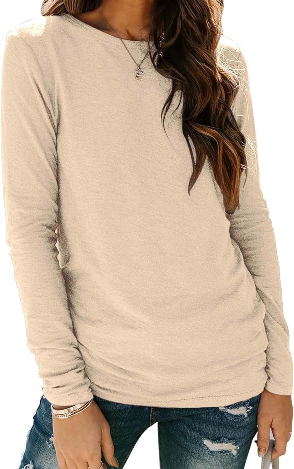 Sherosa Womens T Shirts Long Sleeve Crew Neck Shirts Basic Tee Tops Blouse Large...