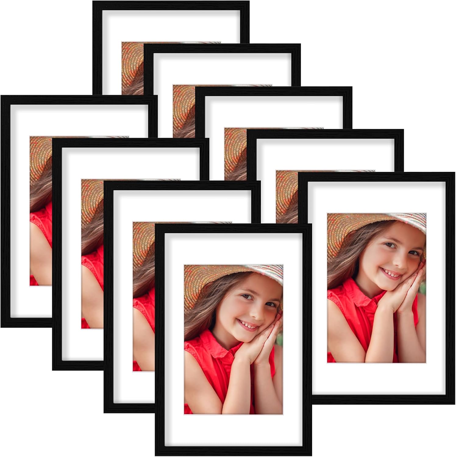 11x17 Picture Frames for Wall Set of 9, Display 8x12 Pictures with Mat or 11x17...