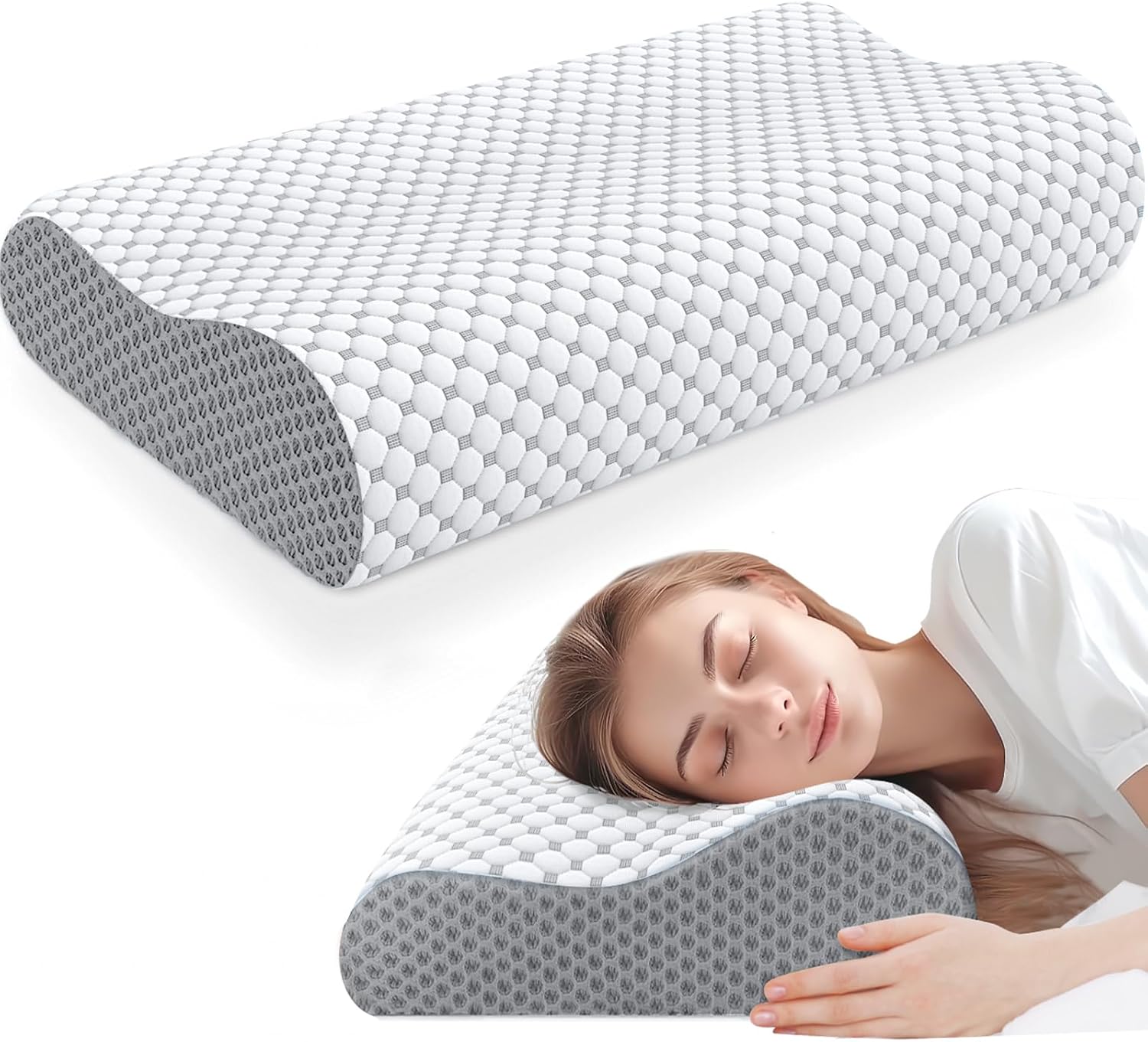 Cervical Pillow for Neck and Shoulder Pain Relief, Memory Foam Pillow for Sleepi...