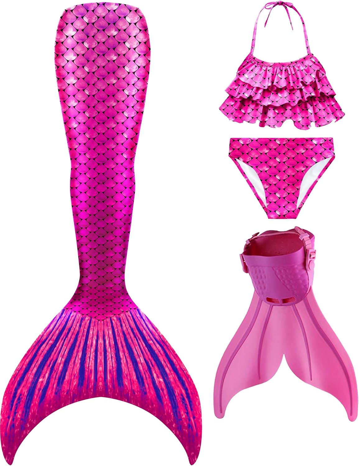 Superband Mermaid Tails with Mono Fin Sparkle Mermaid Swimsuit for Kids Girls Bo...