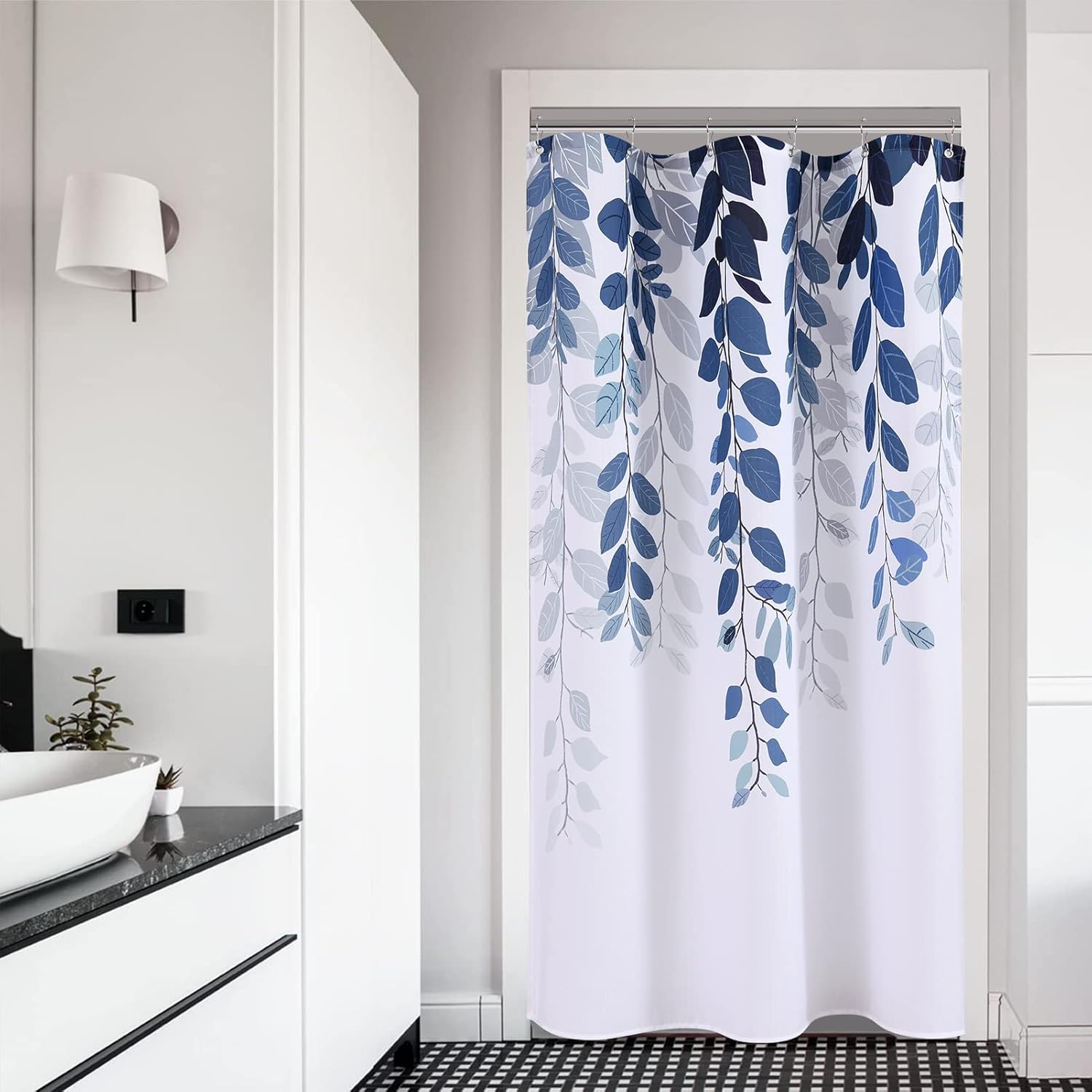 BOODII Blue Stall Size Shower Curtain 36x72 inch Spring Eucalyptus Shower Stall...
