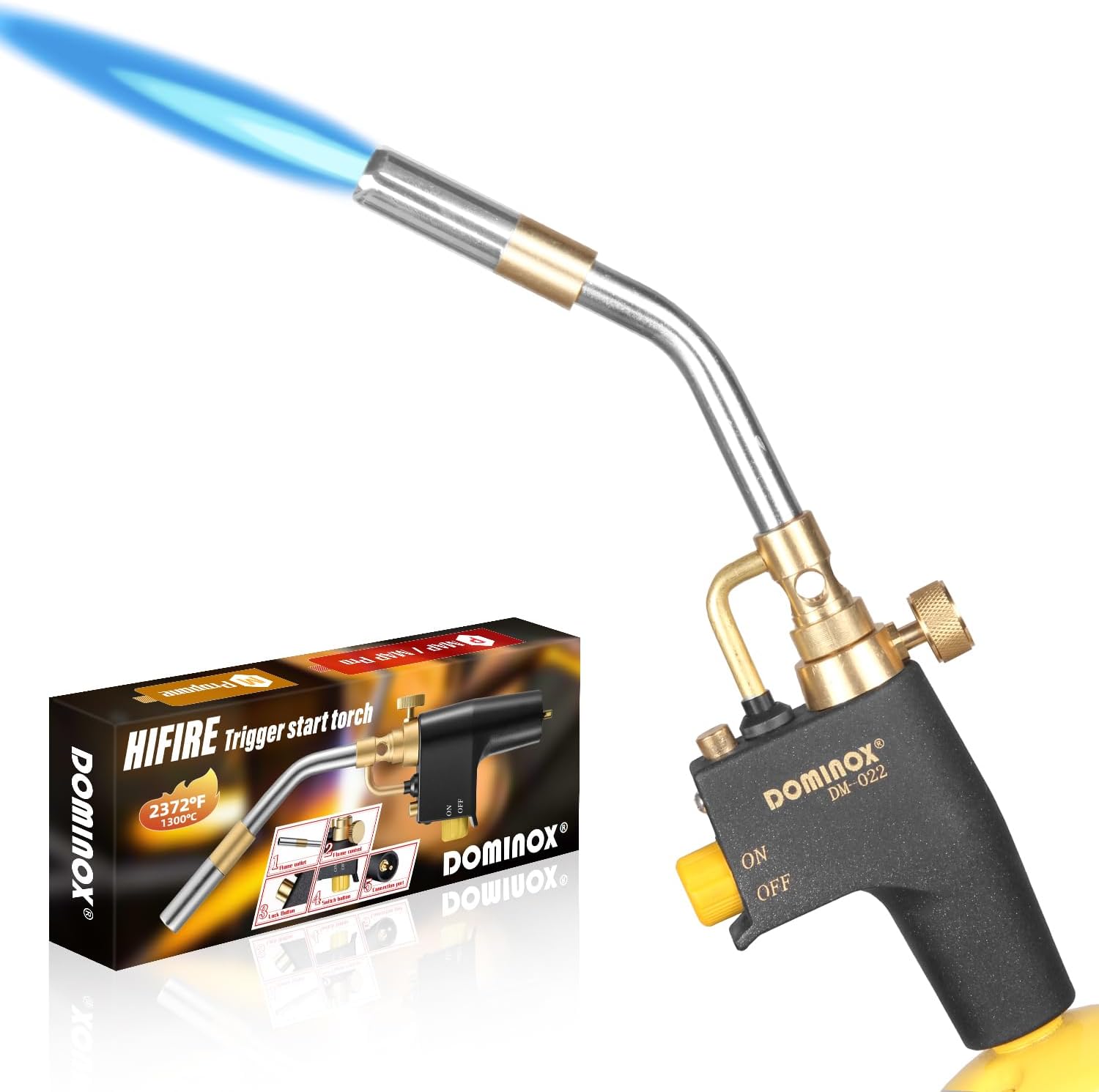 High-Intensity DOMINOX Propane Torch Head, Special Torch Head Trigger Start Gas...