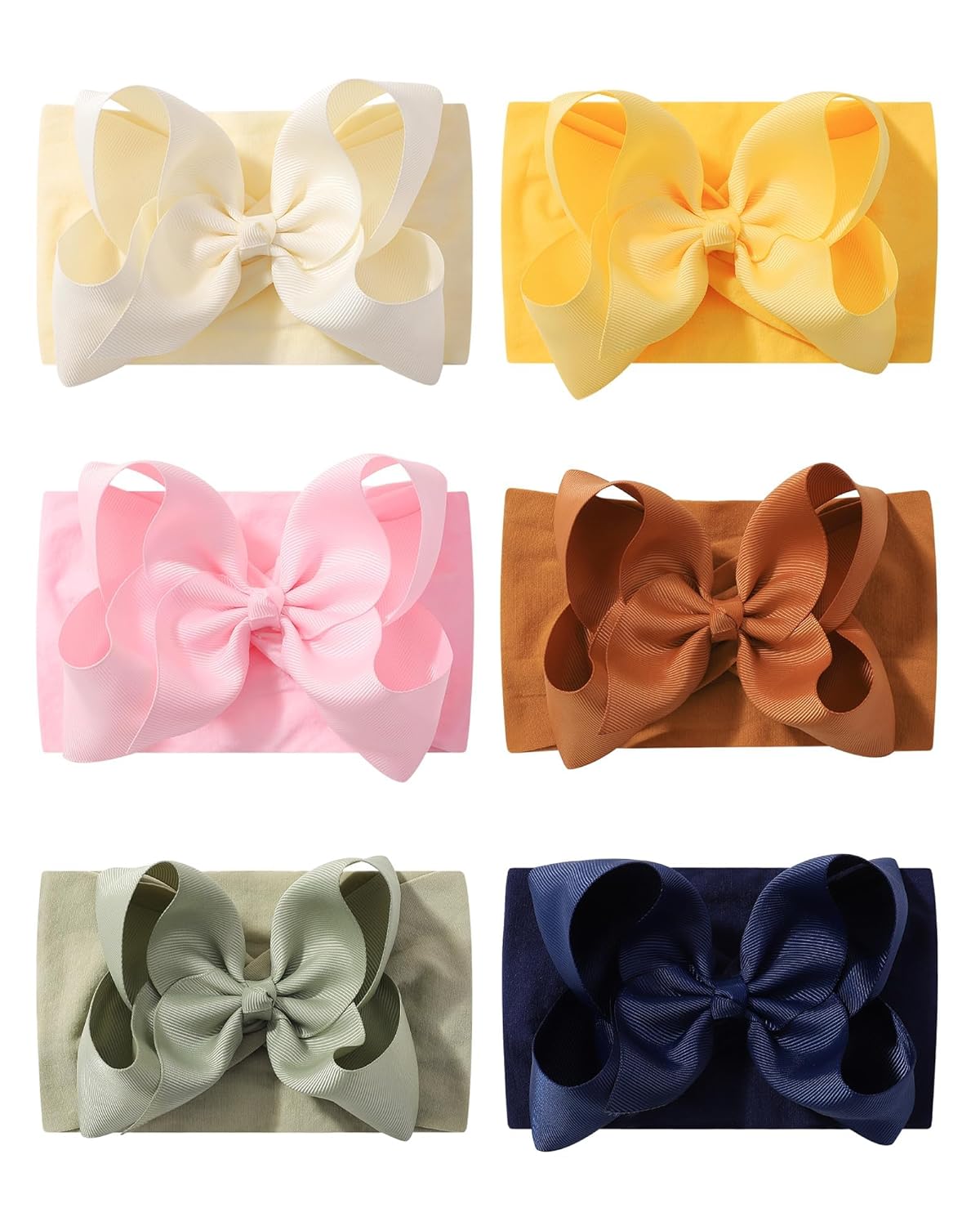 doboi 6PCS Baby Girl Bows Baby Headbands Ribbon Bow Nylon Headbands Hair Accesso...