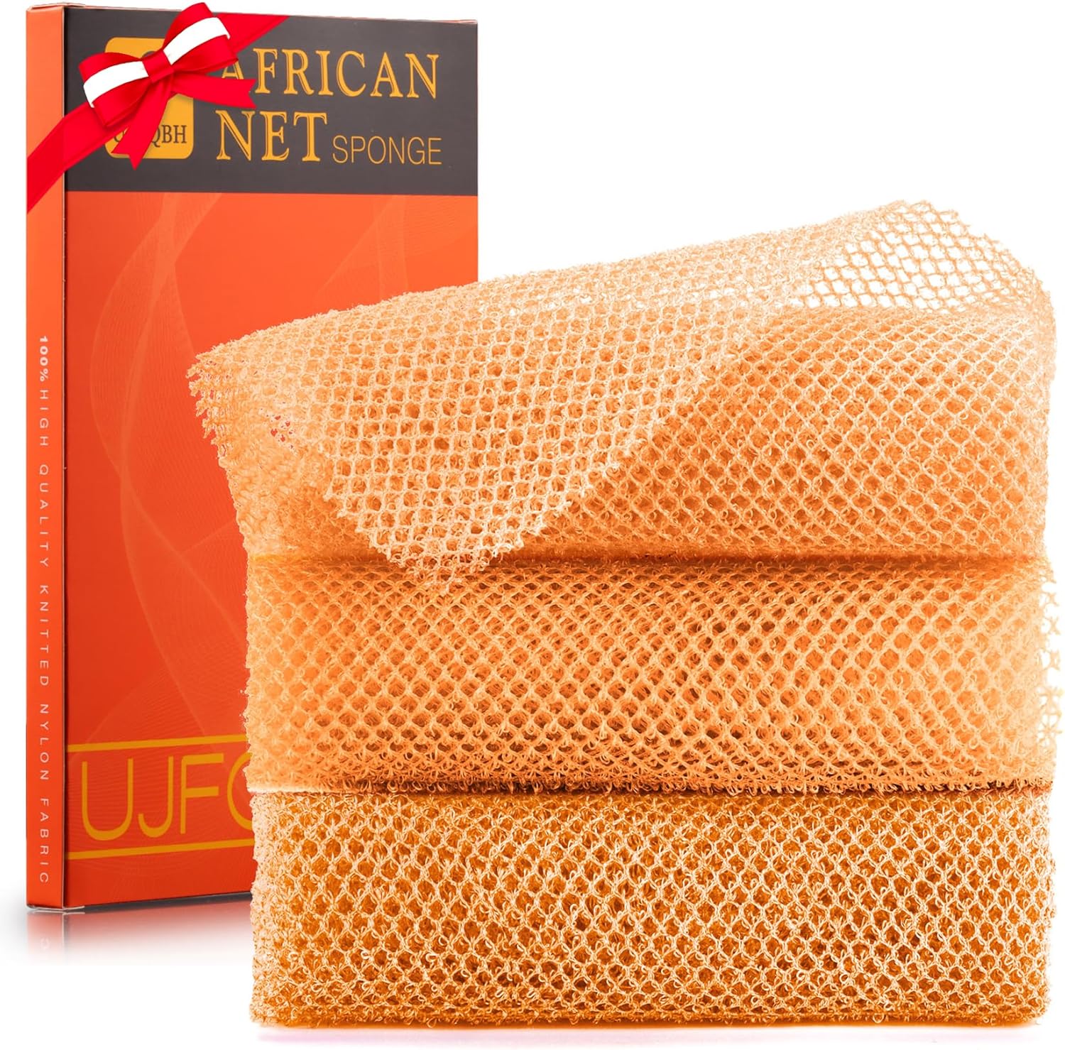 3 Pieces African Bath Sponge African Net Long Net Bath Sponge Exfoliating Shower...