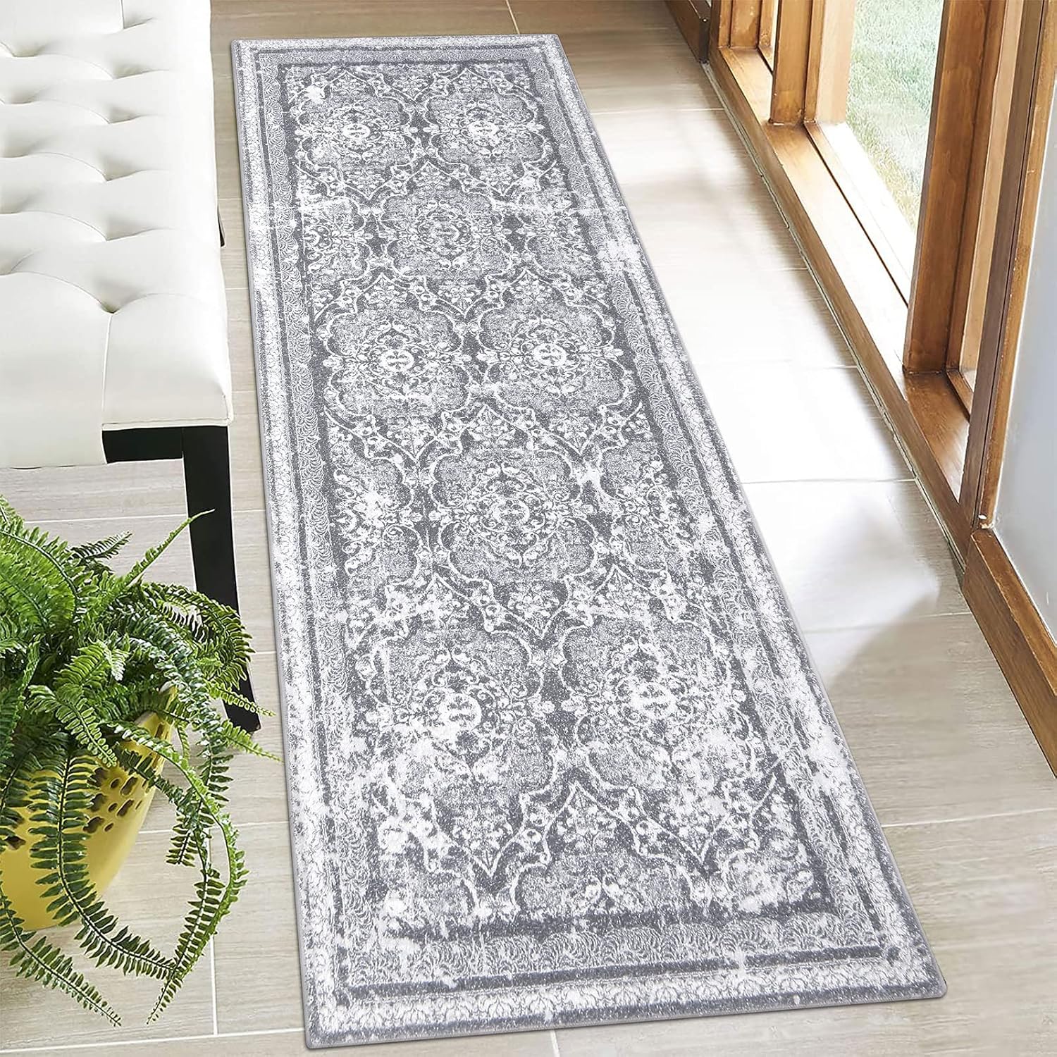 Vaukki Hallway Runner Rug, Vintage Shaggy Soft Laundry Rug Runner, Non Slip Entr...