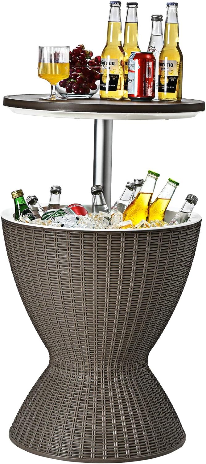 COSTWAY Ice Bucket Table, 30L Multifunctional Ice...