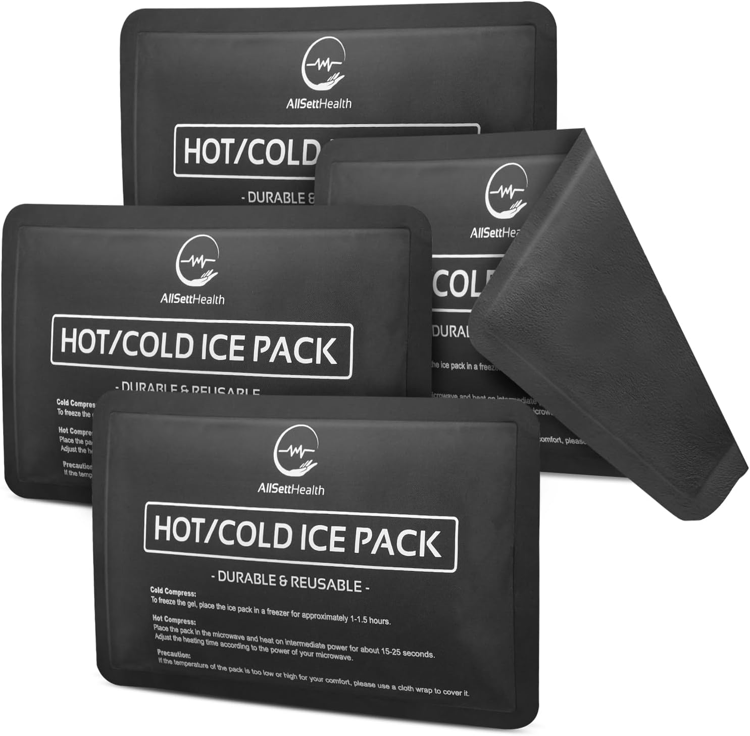 4 Pack Reusable Ice Packs for Injuries - Soft Ice Pack with Velvet Soft Fleece F...