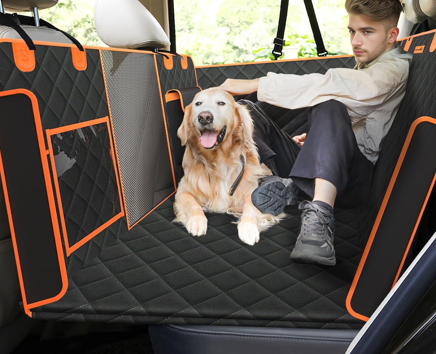 pecute Back Seat Extender for Dogs, Dog Car Seat Cover with Hard Bottom, Non-Sli...