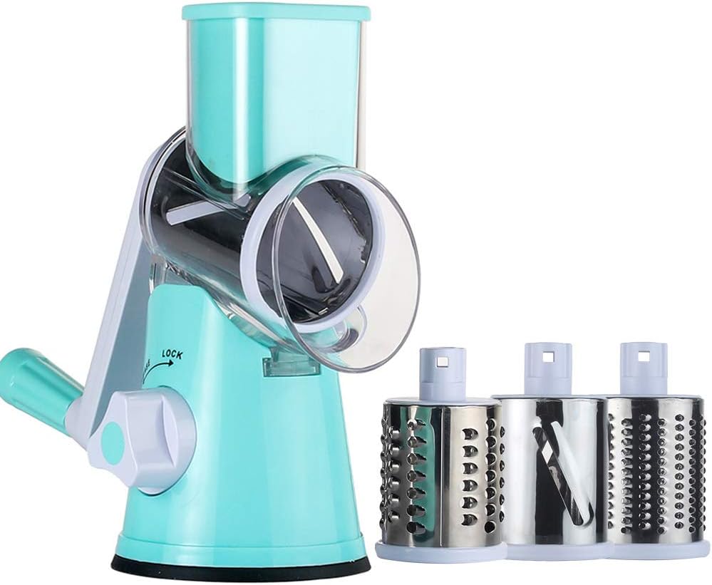 Ourokhome Rotary Cheese Grater Chopper - Vegetable Mandoline Slicer with 3 Inter...