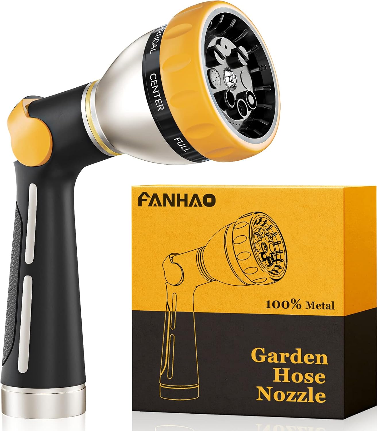 FANHAO Garden Hose Nozzle, 100% Heavy Duty Metal Spray Nozzle with Thumb Control...