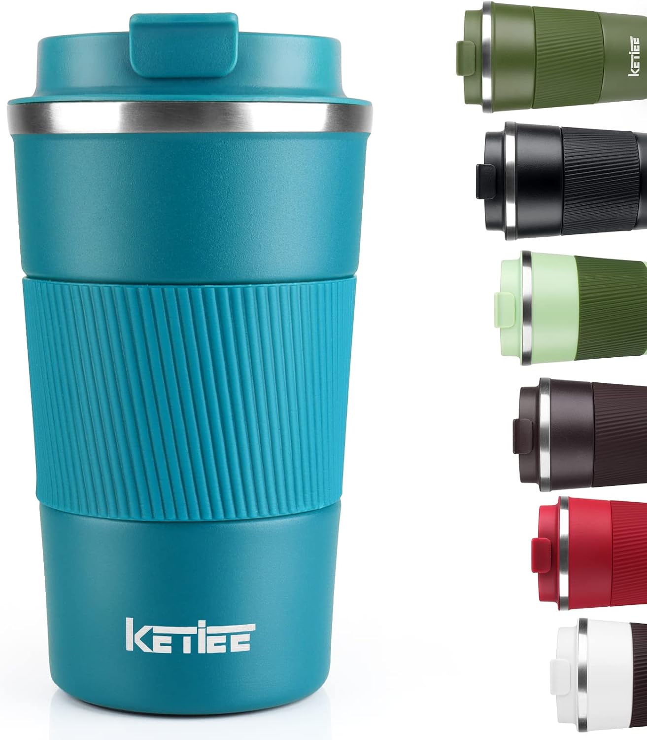 Travel Mugs,KETIEE 510ml Insulated Coffee Cup with Leakproof Lid,Reusable Coffee...
