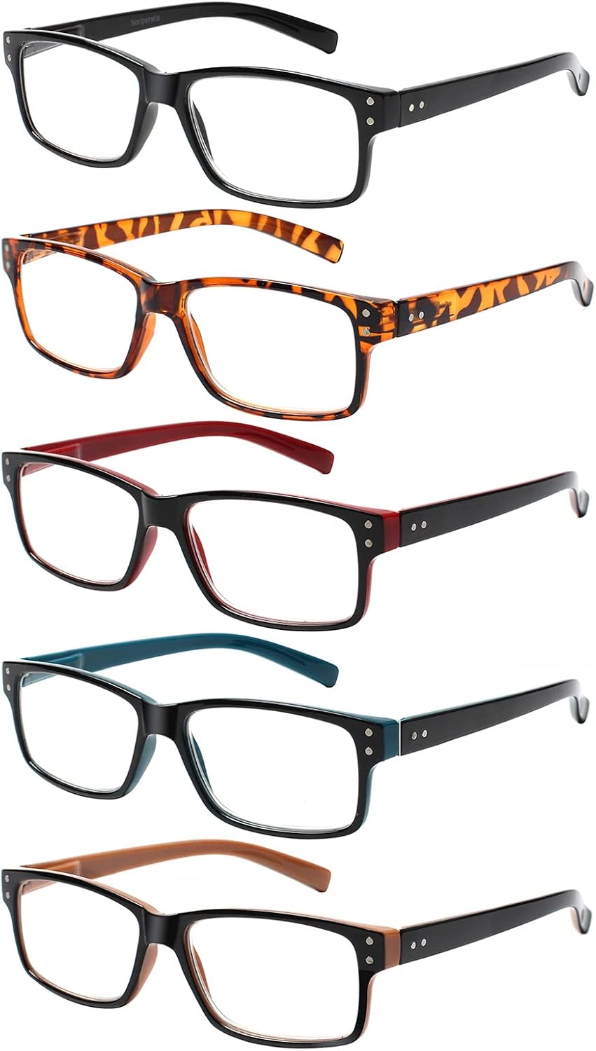 NORPERWIS Reading Glasses 5 Pairs Quality Readers Spring Hinge Glasses for Readi...