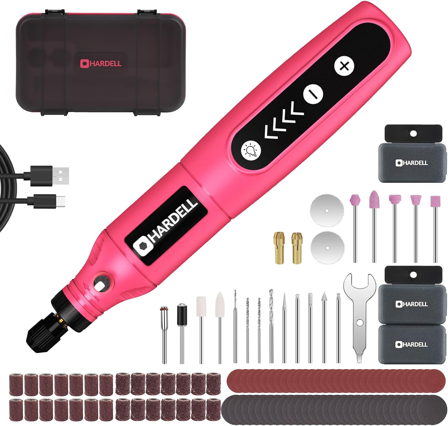 HARDELL Mini Cordless Rotary Tool 3.7V, 5-Speed Power Rotary Tool Kit with 111 A...