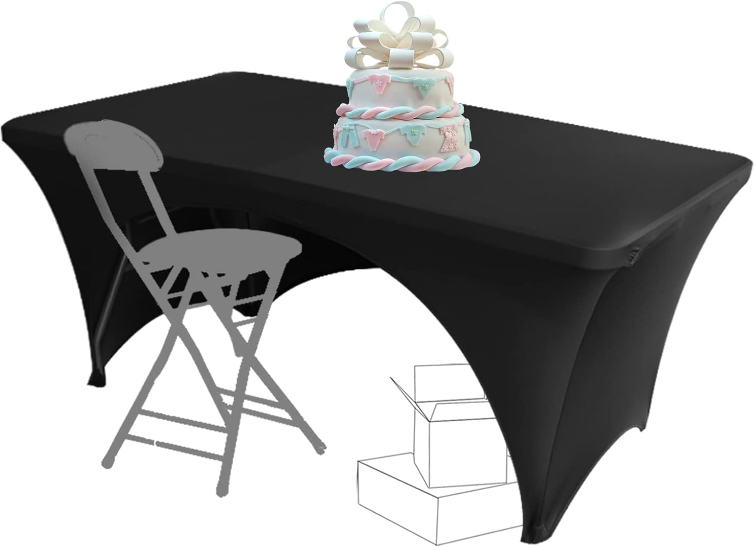 Dololoo Stretchable Tablecloths 4ft for Rectangle Tables with Open Back, Fitted...