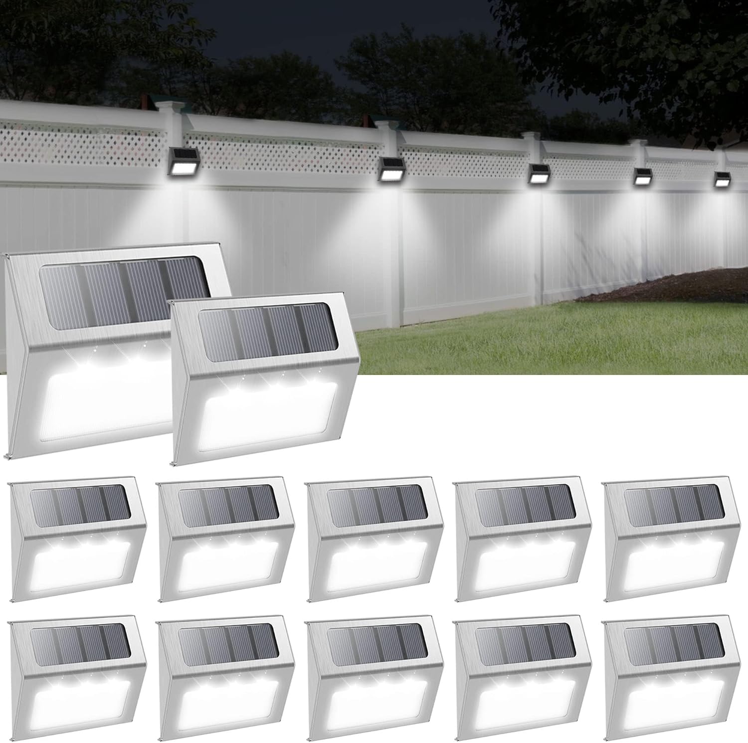 Otdair Solar Lights for Outside, 12 Pack Solar Deck Lights Outdoor, Waterproof F...