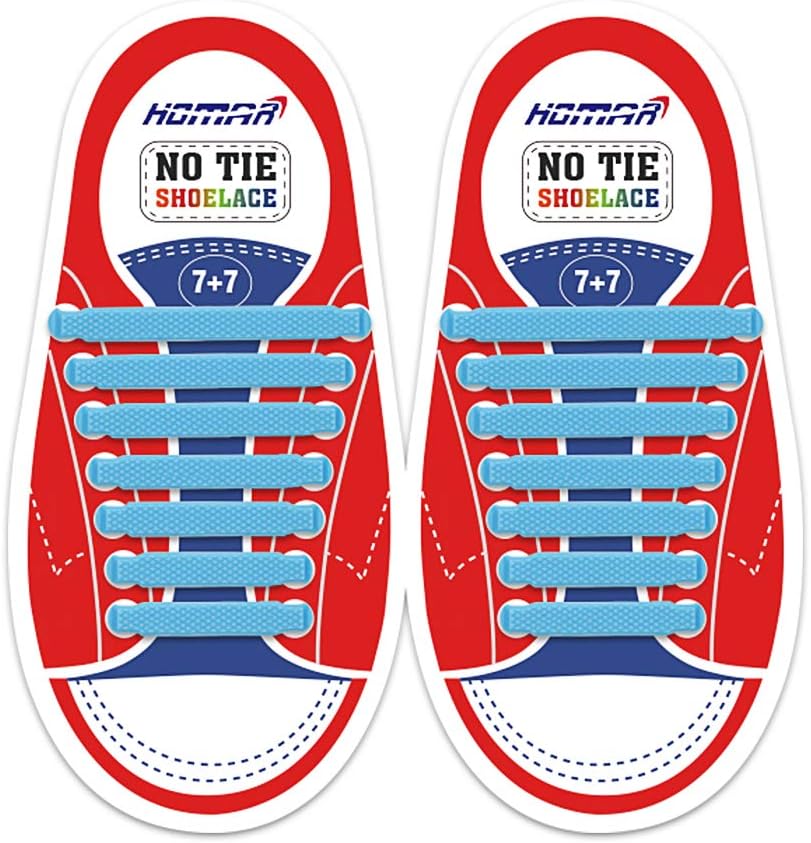 HOMAR No Tie Shoelaces for Kids and Adults Stretch Silicone Elastic No Tie Shoe...