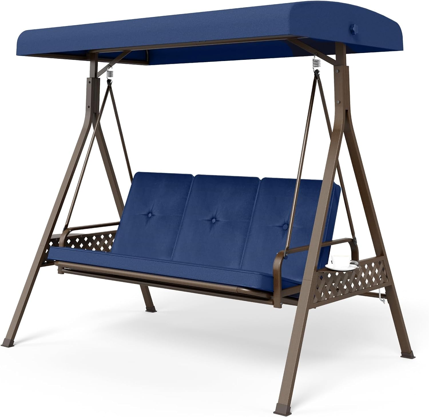 Sophia & William Outdoor Porch Swing with Adjustable Backrest，3-Seat Patio Swin...