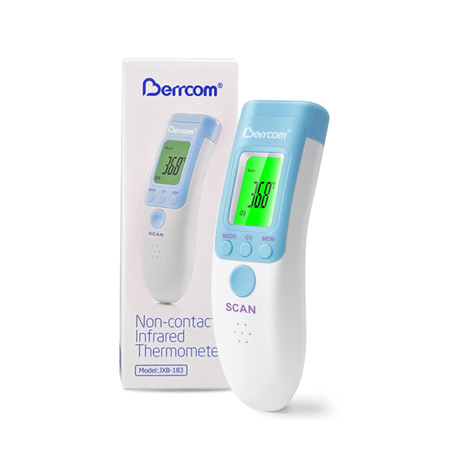 Berrcom Forehead Thermometer for Adults and Kids, Non Contact Infrared Thermomet...