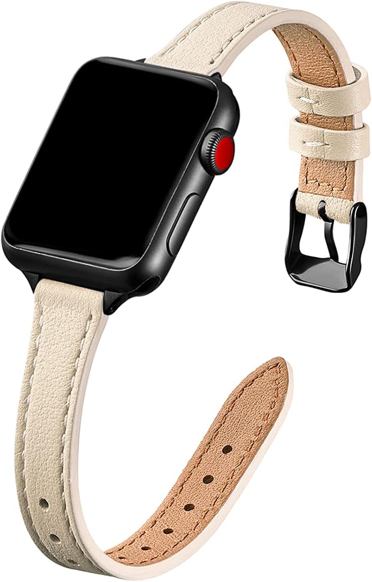 STIROLL Slim Leather Bands Compatible with Apple Watch Band 38mm 40mm 41mm 42mm...
