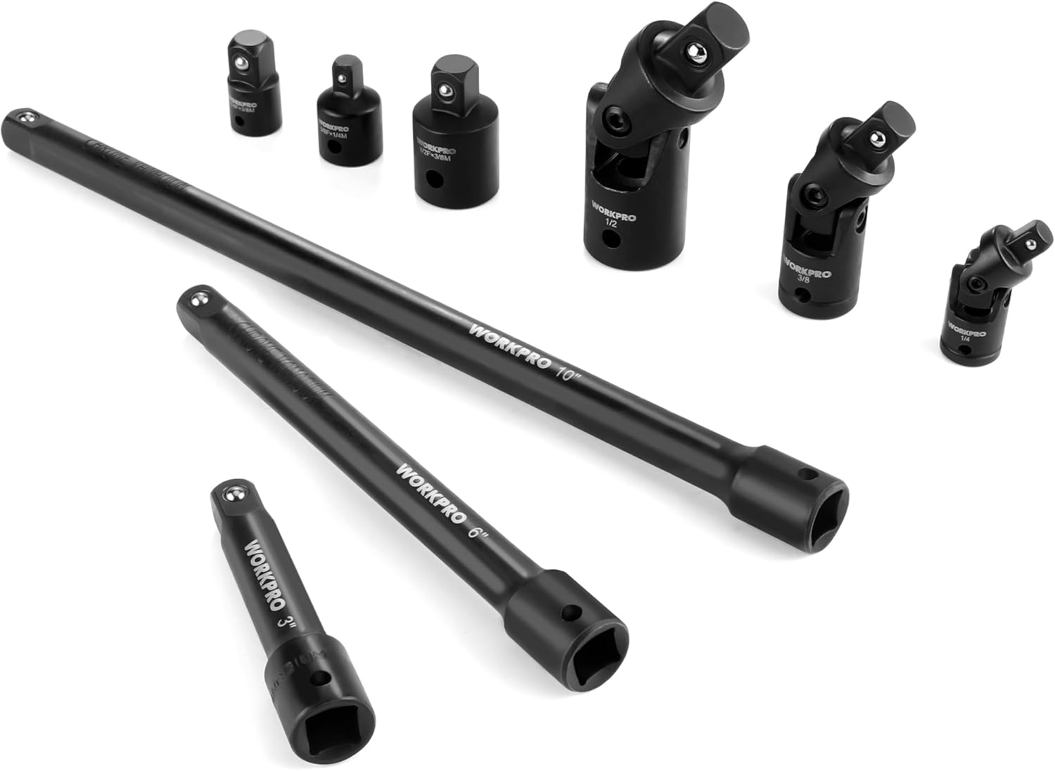 WORKPRO 9 PCS Socket Accessory Set, Includes 3/8" Impact Drive Extension Bar Set...