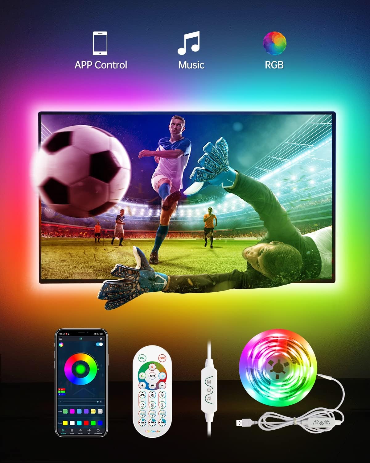 Daymeet LED Strip Light 5m, Led Lights for TV Led Backlight for 55-85 inch TV/Mo...