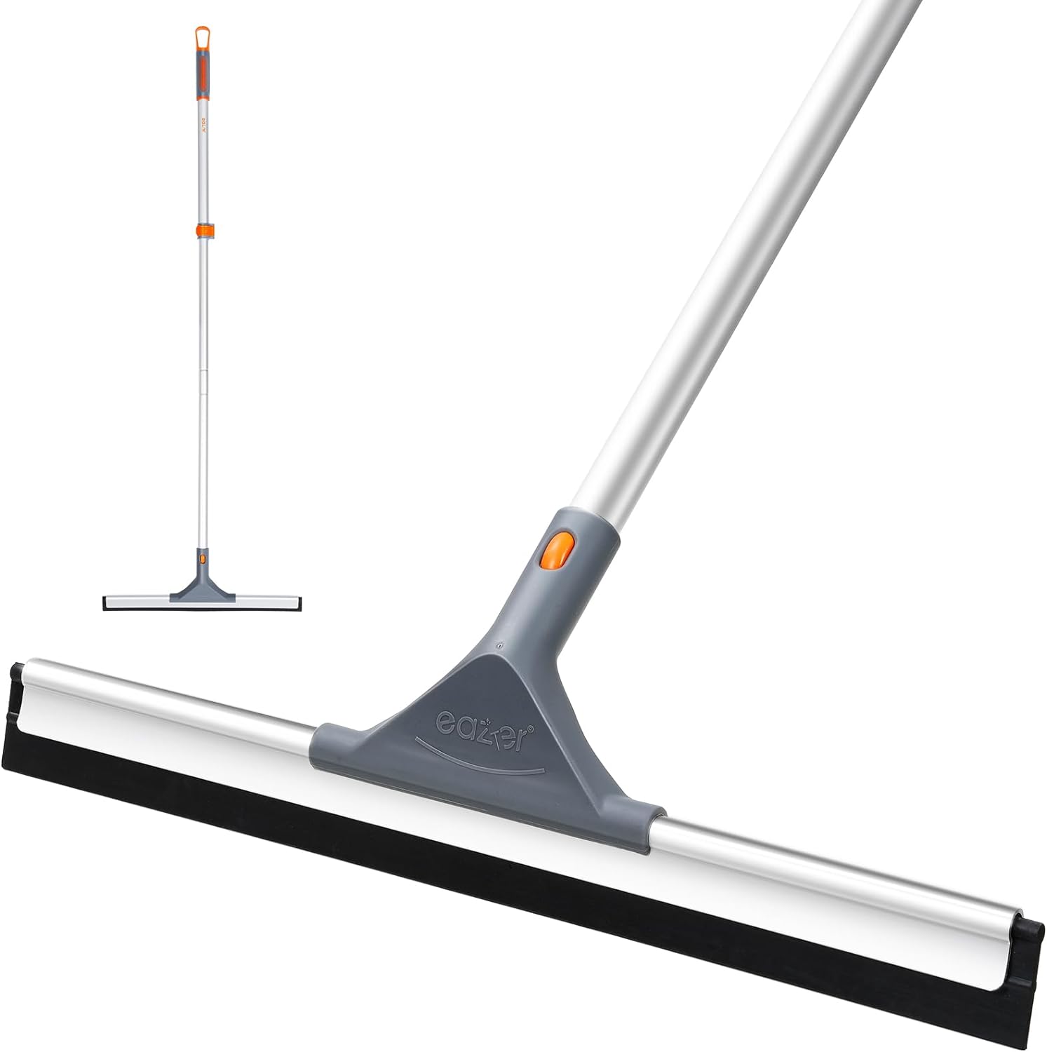 eazer Floor Squeegee Broom: Heavy Duty Scrubber with Extendable 50.3'' Aluminum...