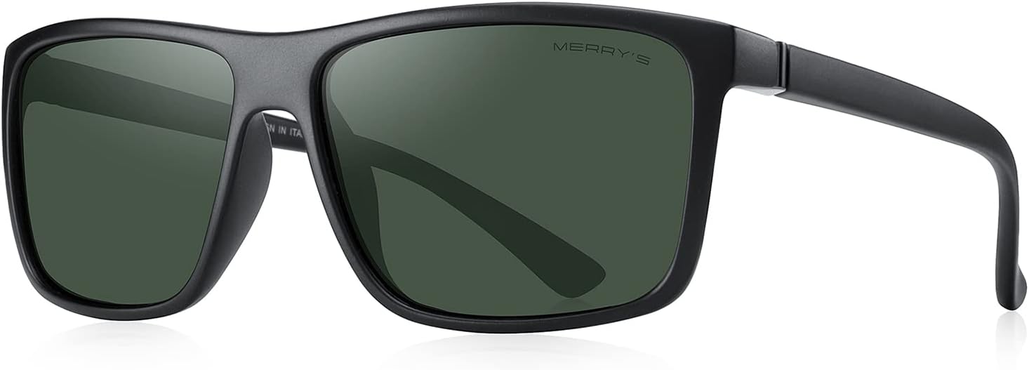 MERRY'S Rectangular Polarized Sports Sunglasses for Men Women Cycling Driving Fi...