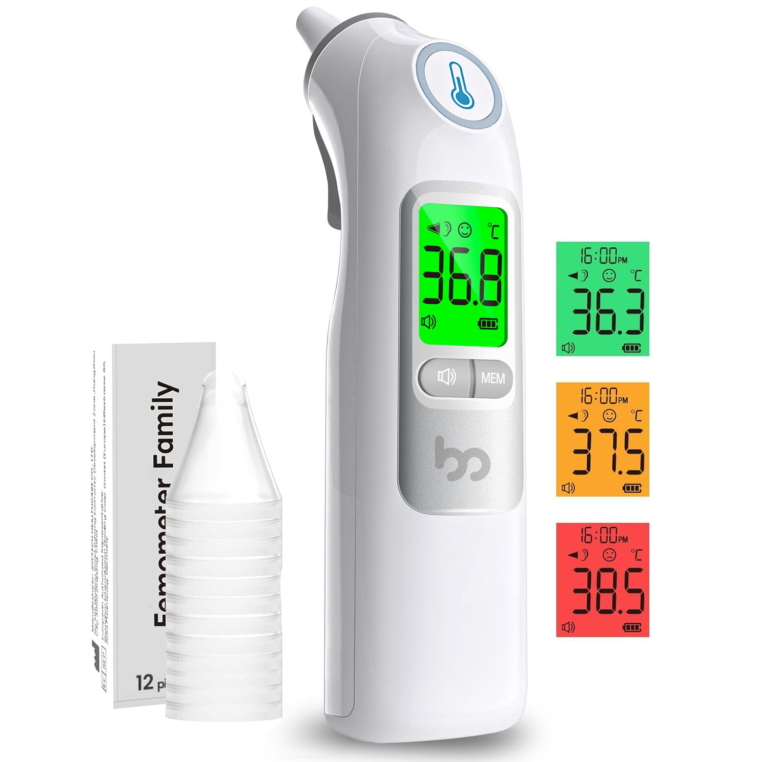 Ear Thermometer, Professional Accuracy Ear Thermometer for Adults and Baby, 3-Co...