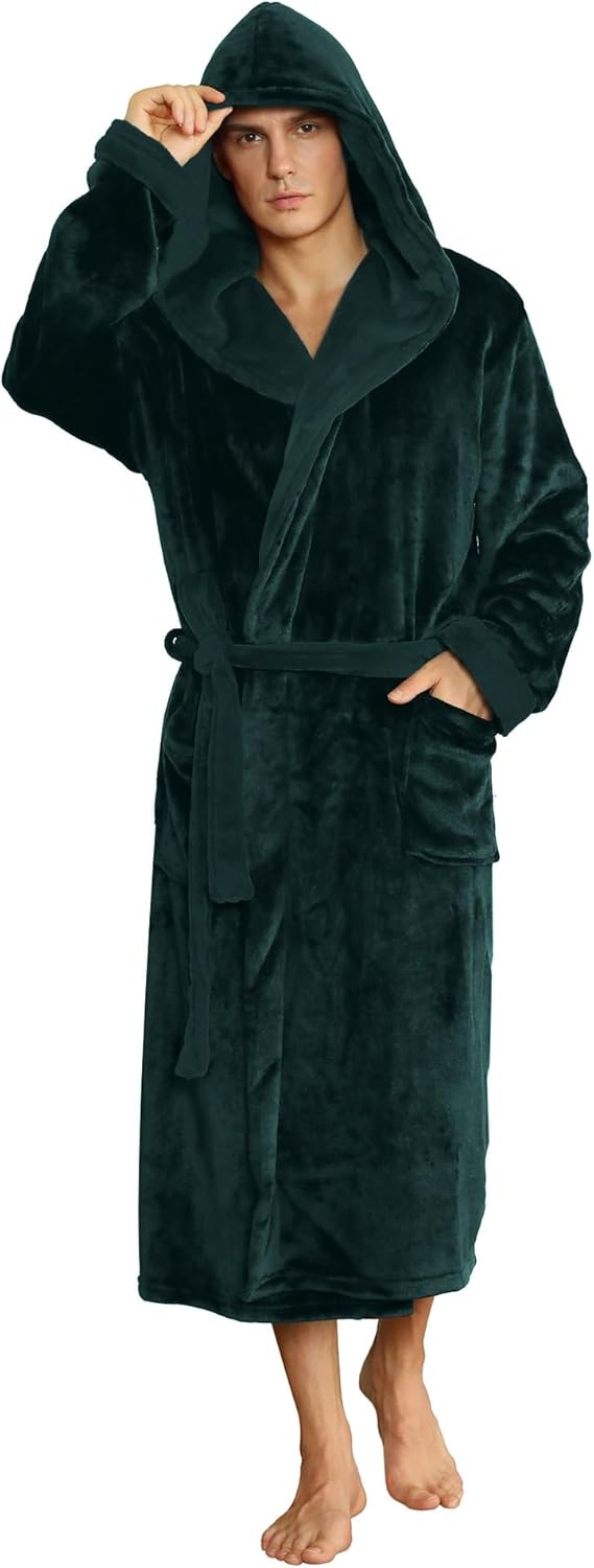 U2SKIIN Mens Hooded Robe, Plush Robes for Men Long Fleece Bathrobe Large-X-Large...