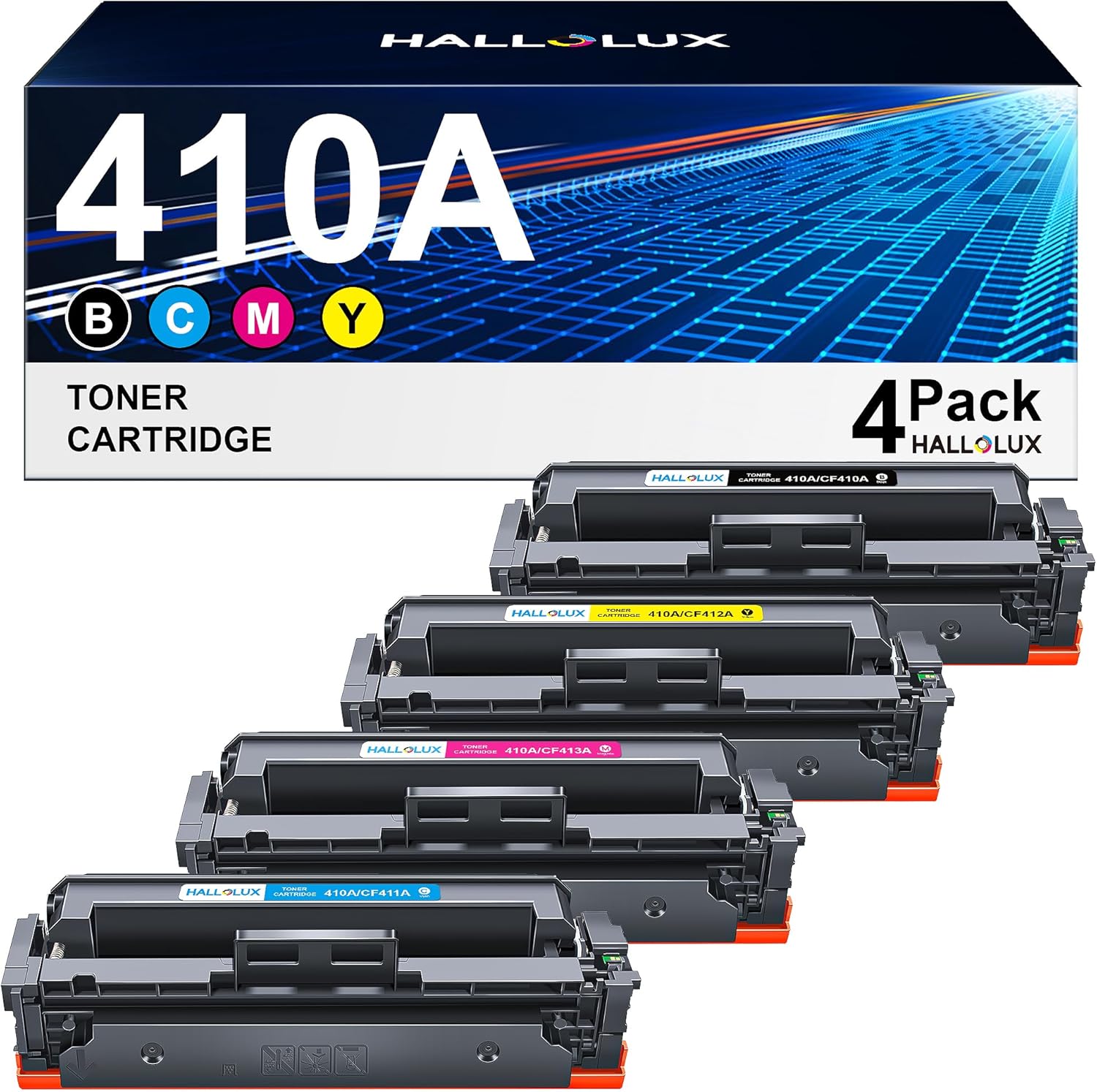 HALLOLUX 410A Compatible Toner Cartridges Replacement for HP CF410A 410X CF410X...