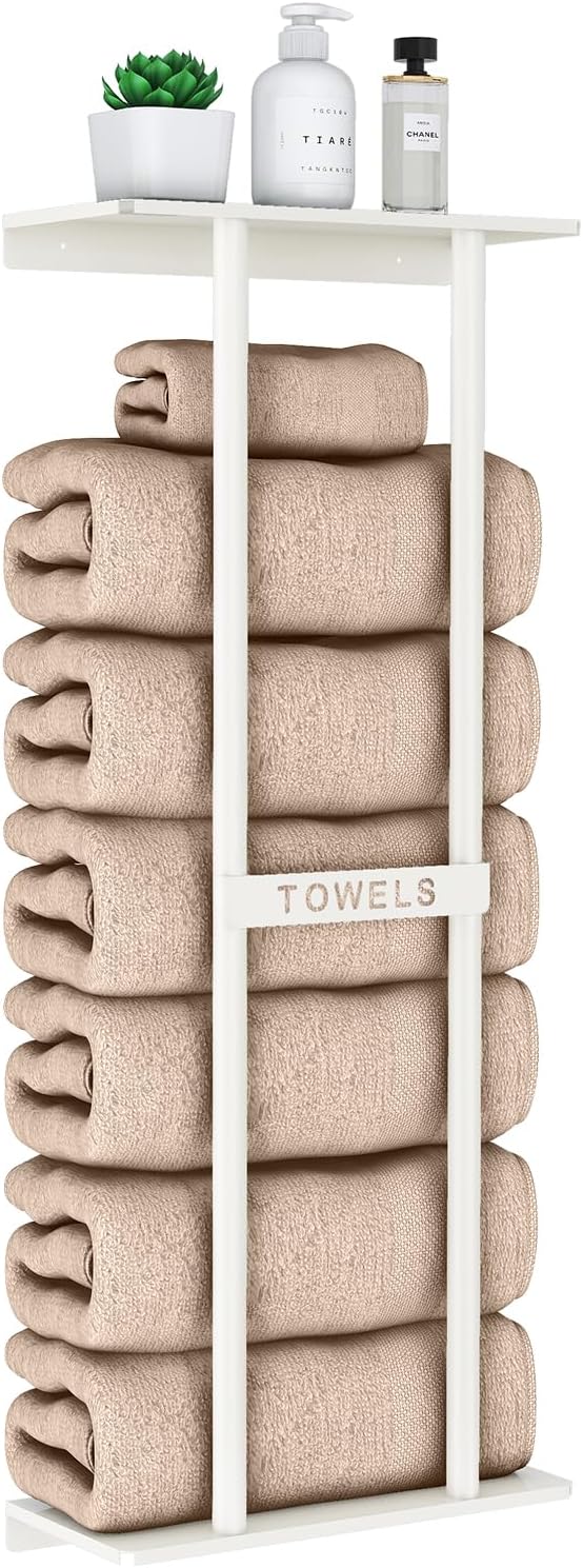Wall Towel Rack for Rolled Towels, STWWO Towel Storage for Small Bathroom Can Ho...