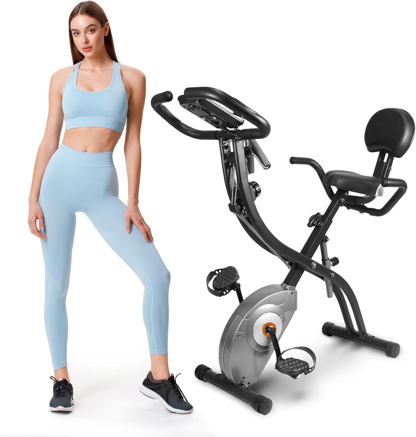 ATIVAFIT Exercise Bike Foldable Fitness Indoor Stationary Bike Magnetic 3 in 1 U...