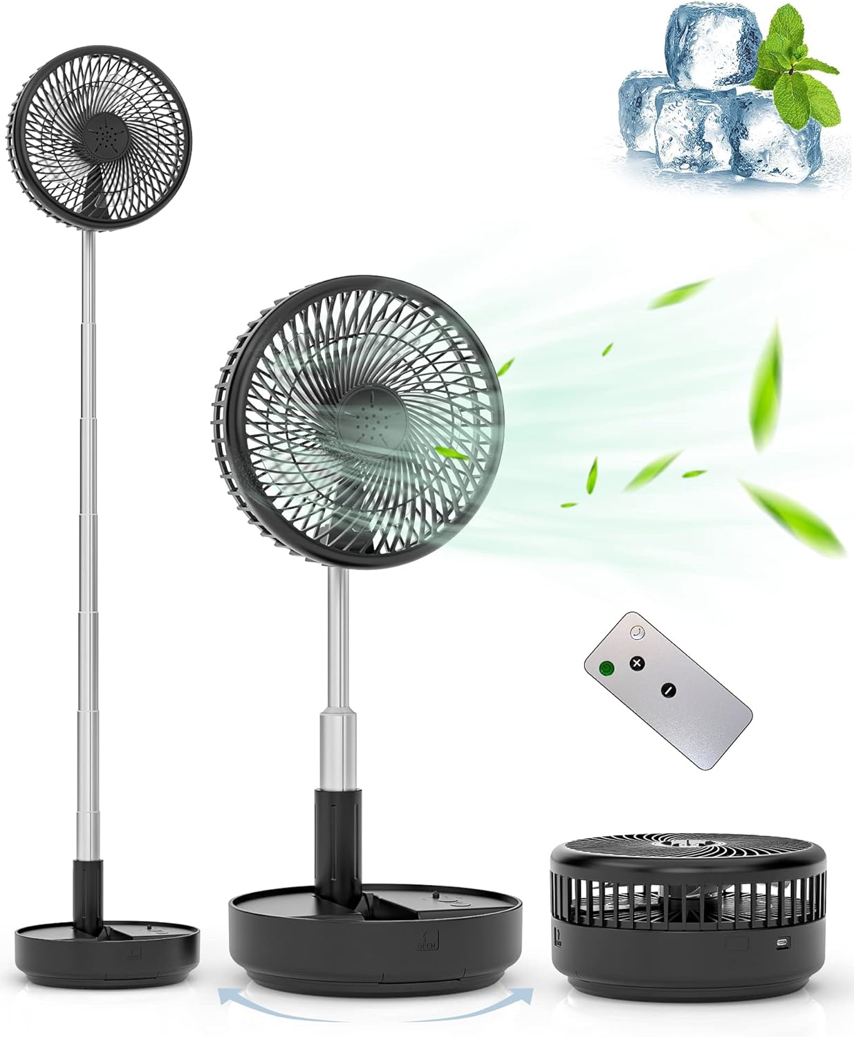 Primevolve Portable Oscillating Standing Fan,Rechargeable Battery Operated USB F...