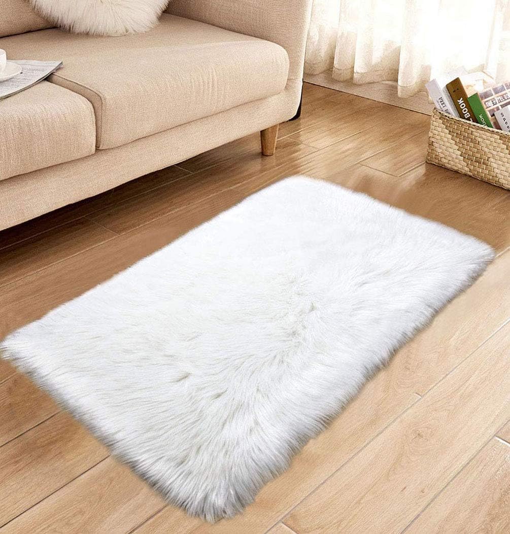 HARESLE Soft Floor Rugs Faux Fur Fluffy Small Rug Floor Carpet for Bedroom Decor...