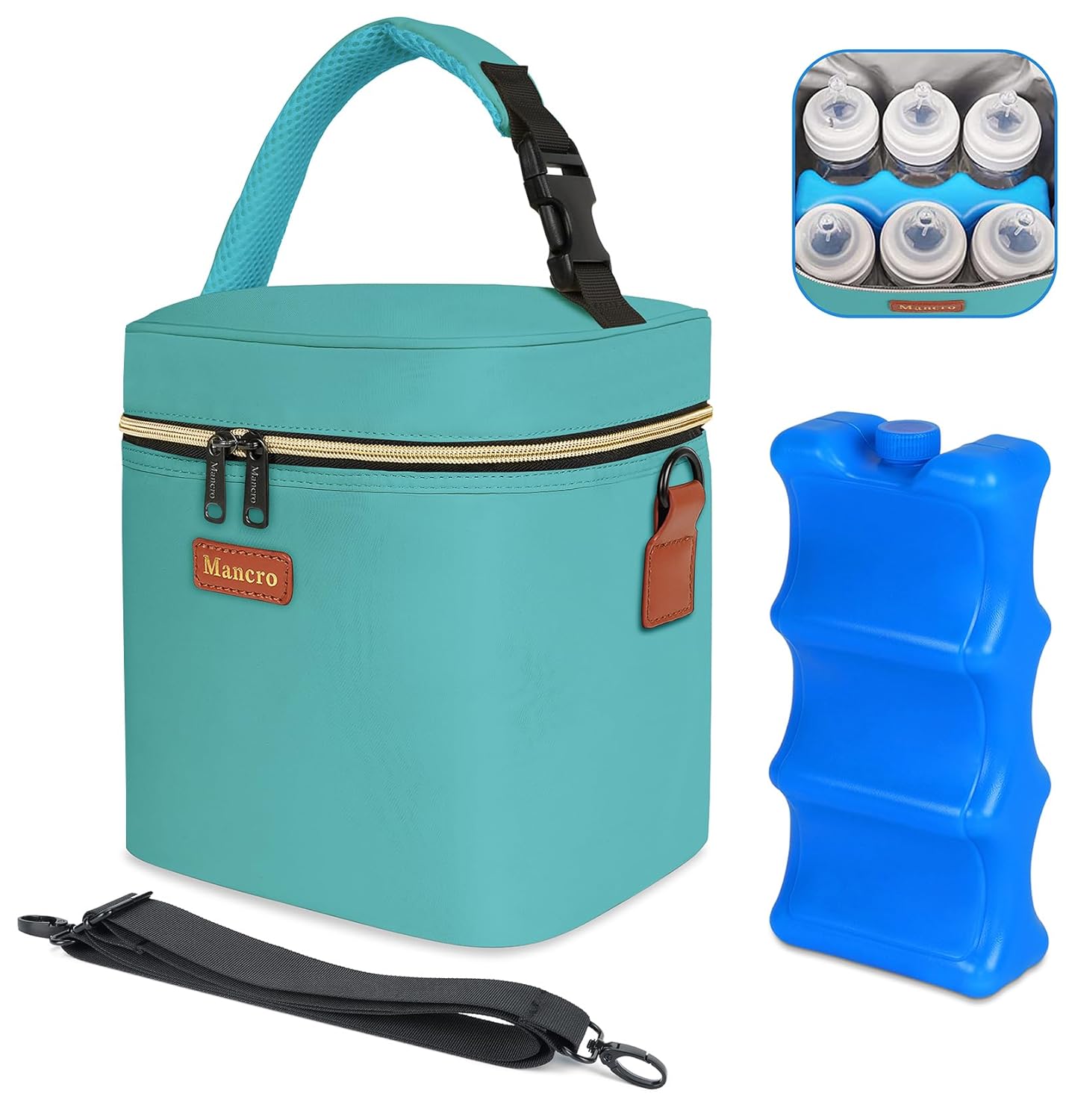 Breastmilk Cooler Bag with Ice Pack, Mancro Insulated Baby Bottle Tote Bag Fits...